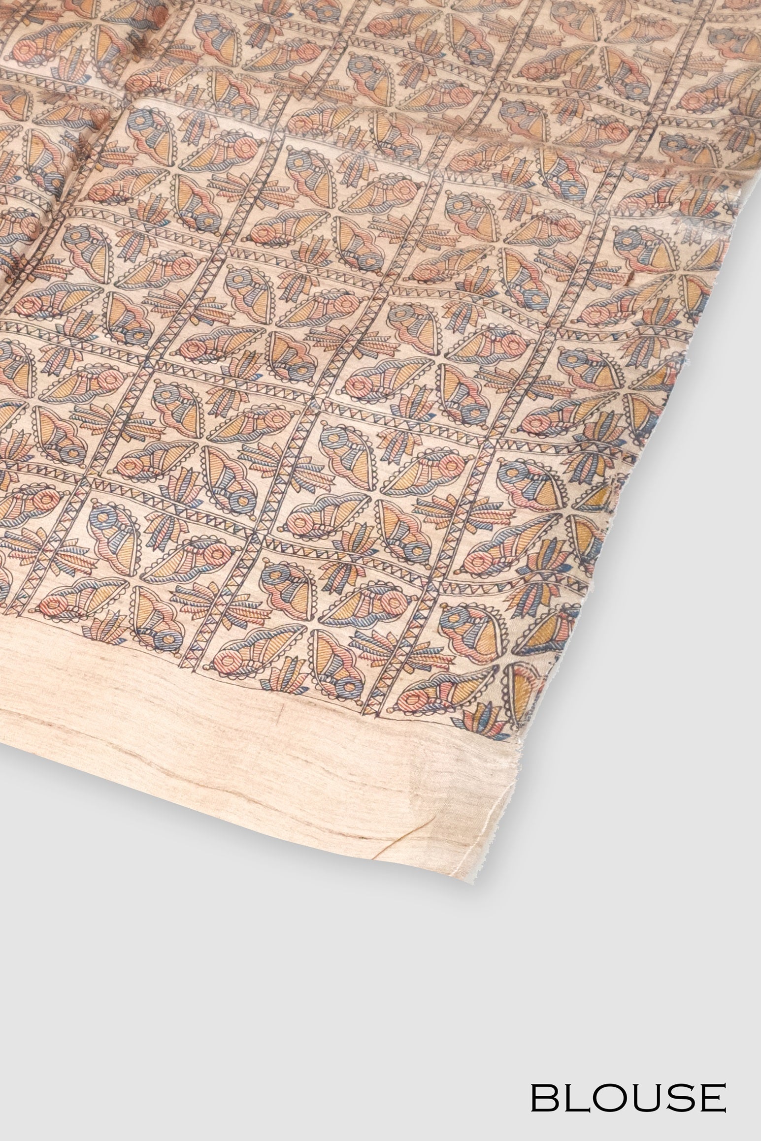 Light Lavender color printed Tusser linen saree.