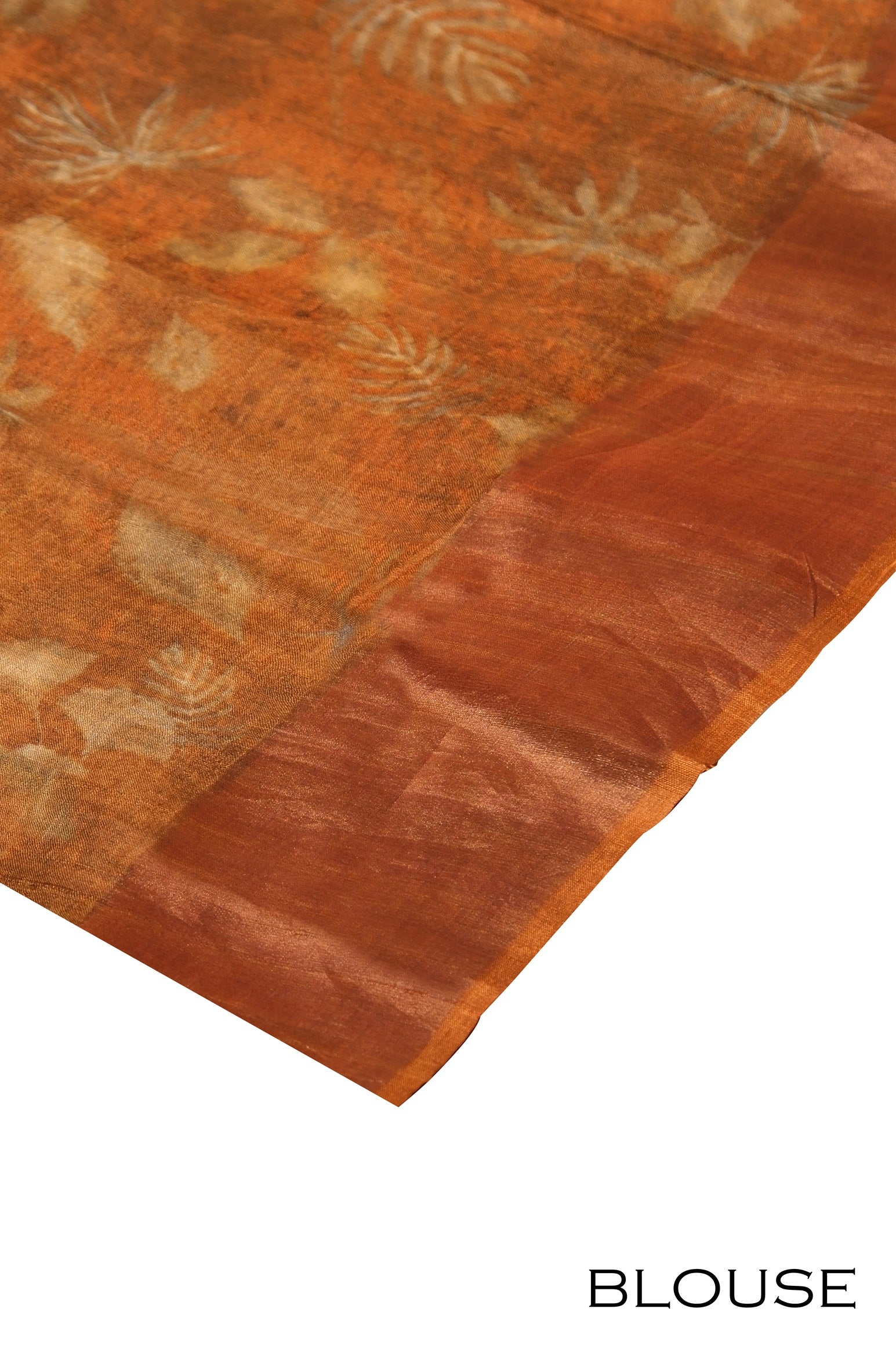 Ginger color Tusser soft silk saree.