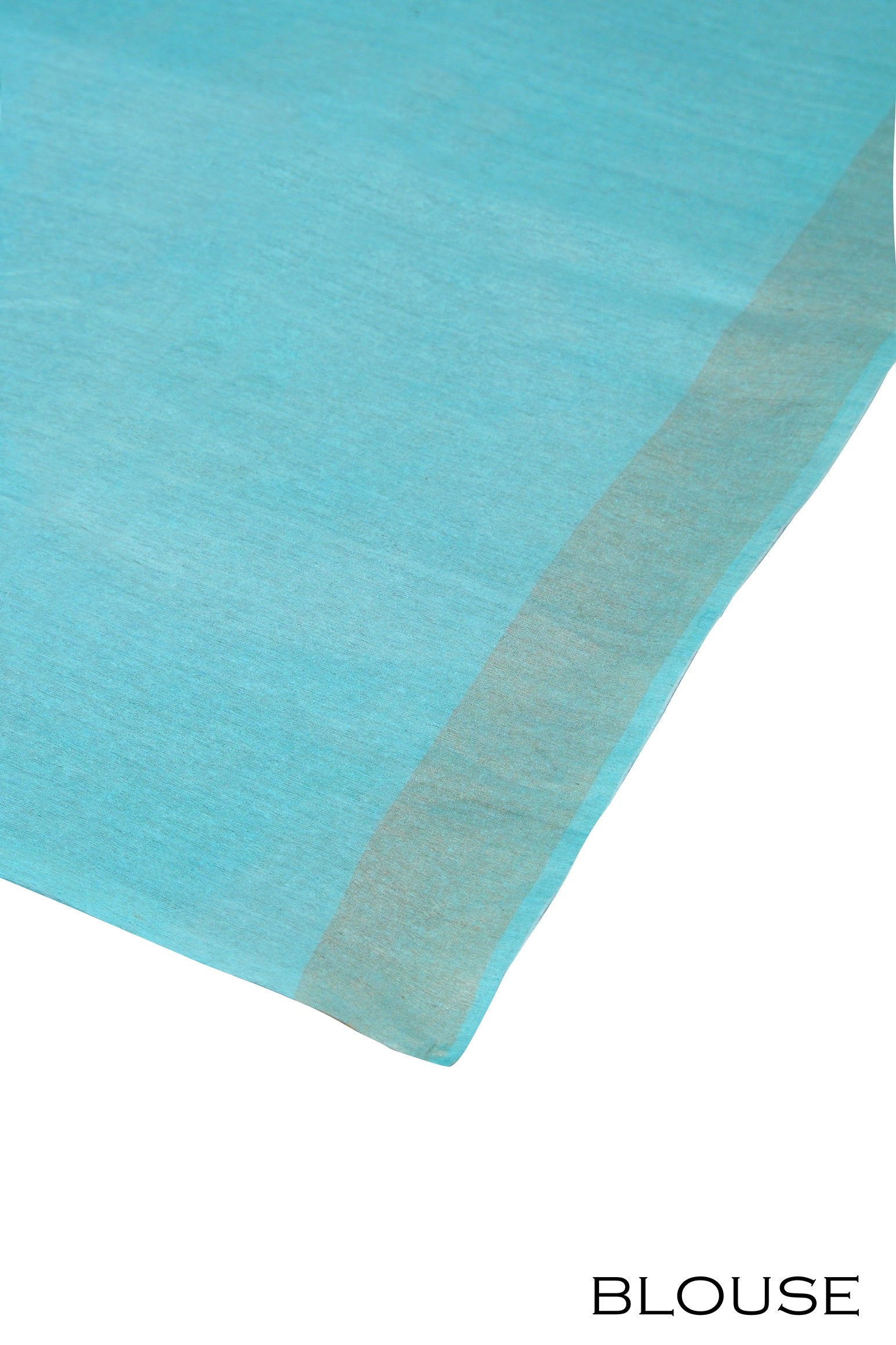 Teal blue color jute silk saree.