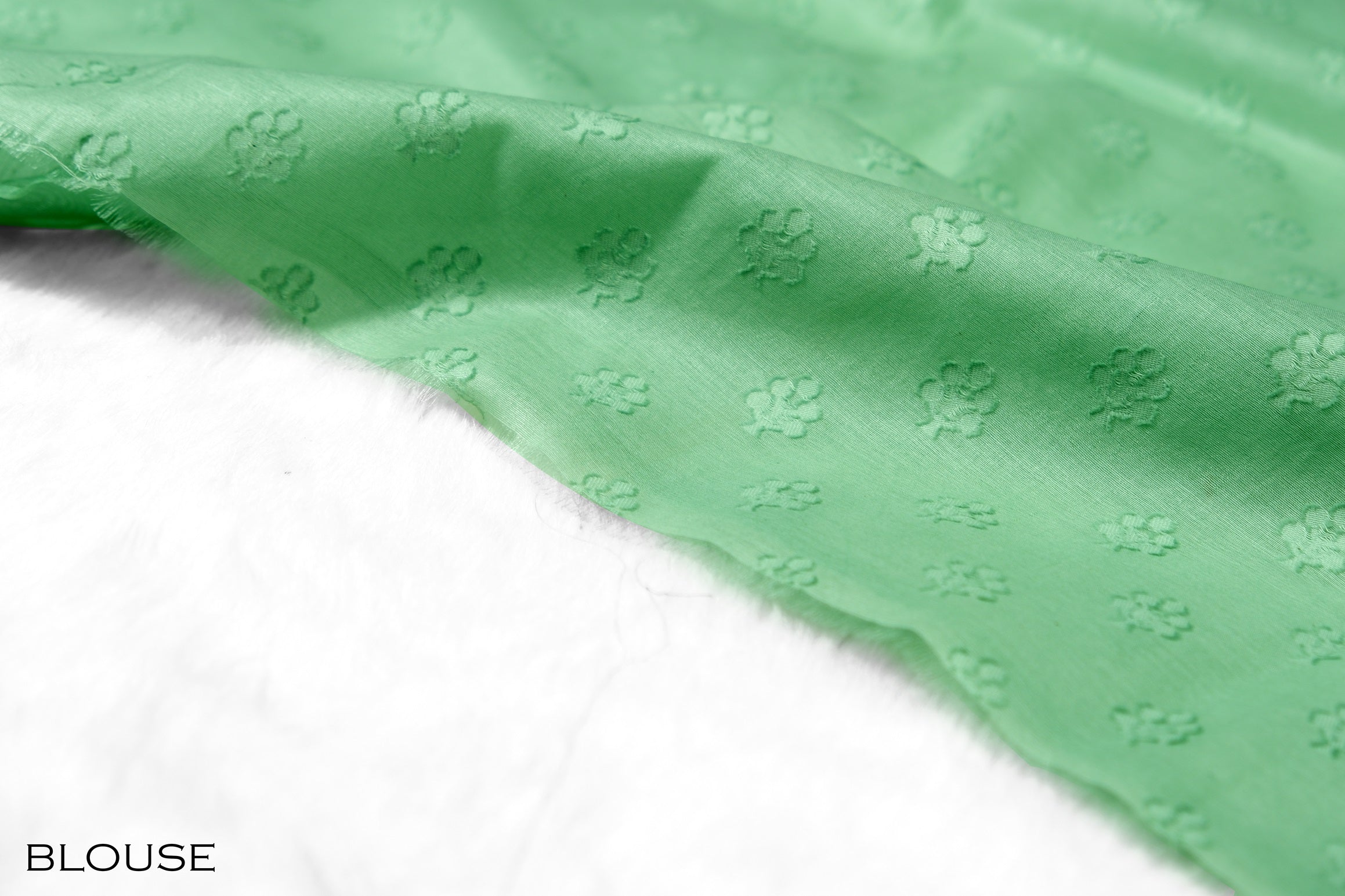 Pastel green color organza saree.