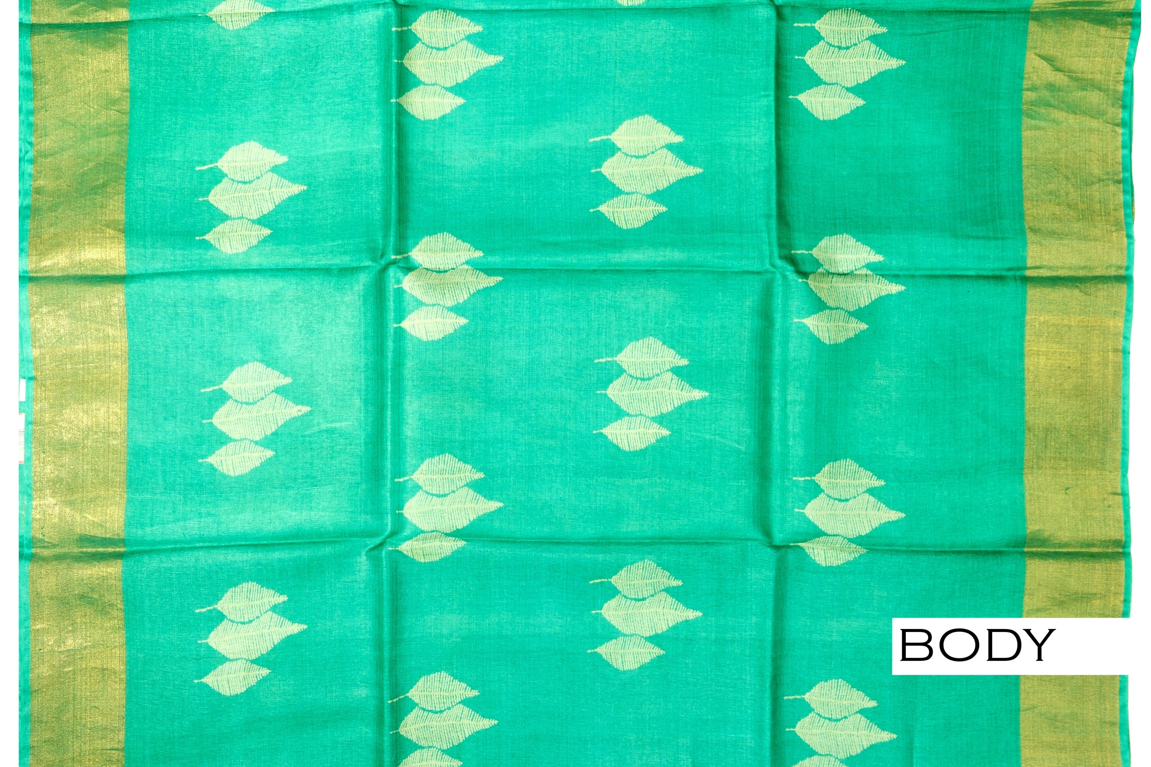 Jade green color pure Tusser silk saree.