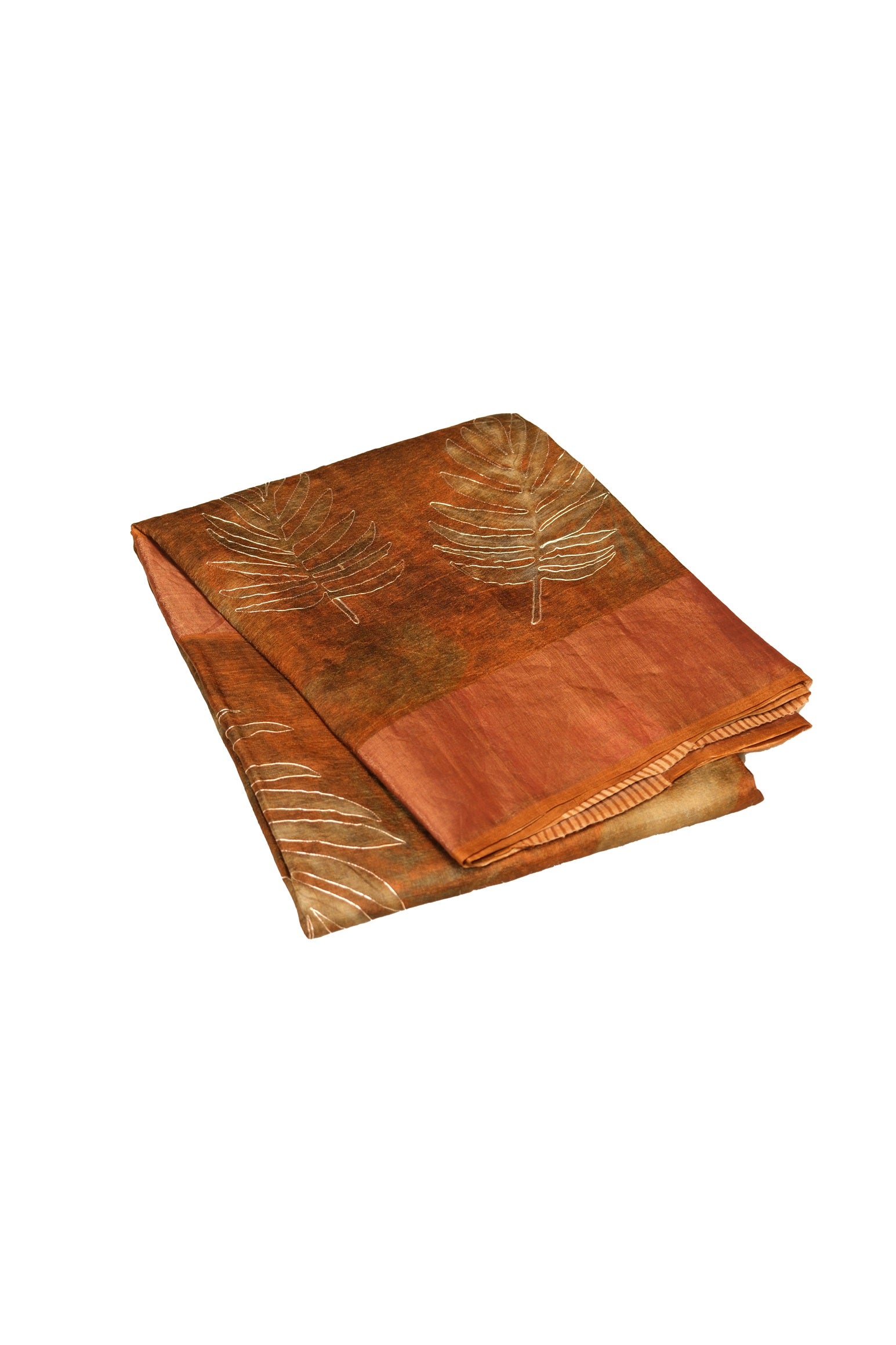 Ginger color Tusser soft silk saree.