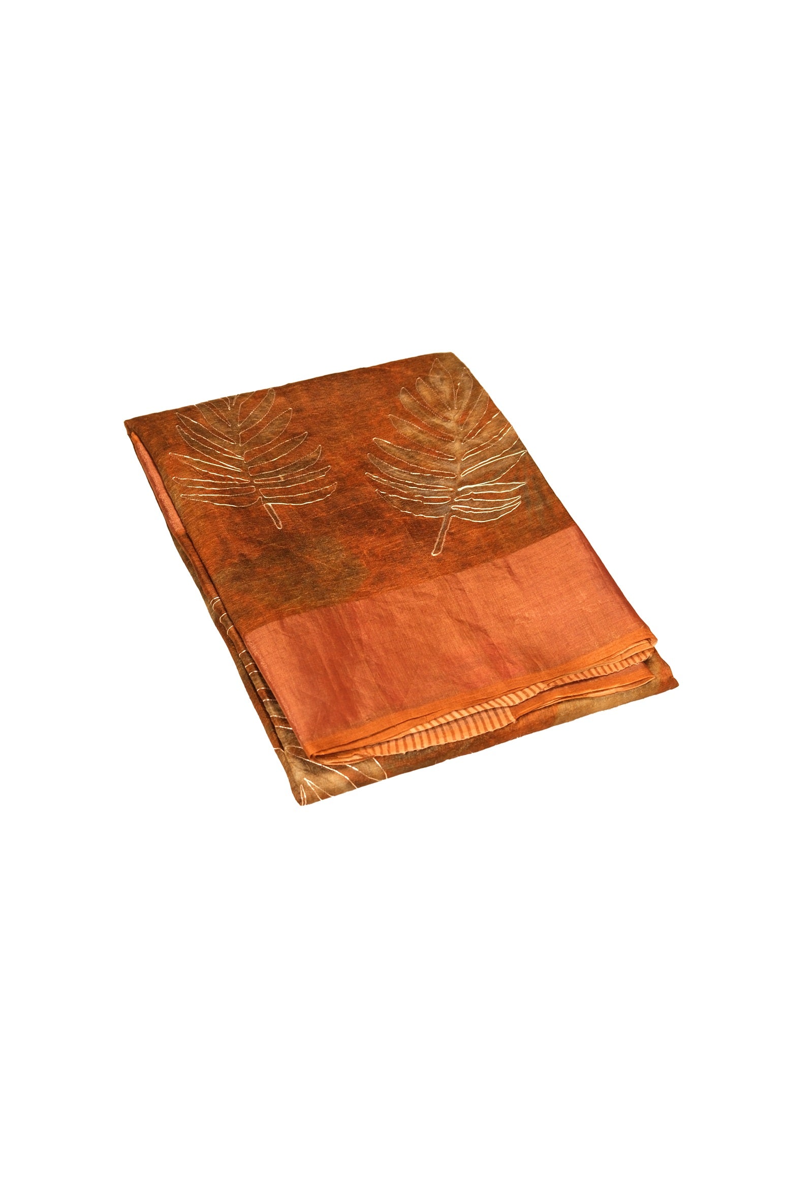 Ginger color Tusser soft silk saree.