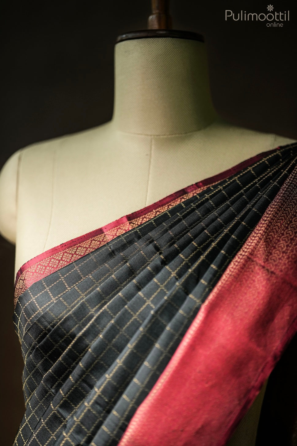 Black color Kanchipuram designer saree