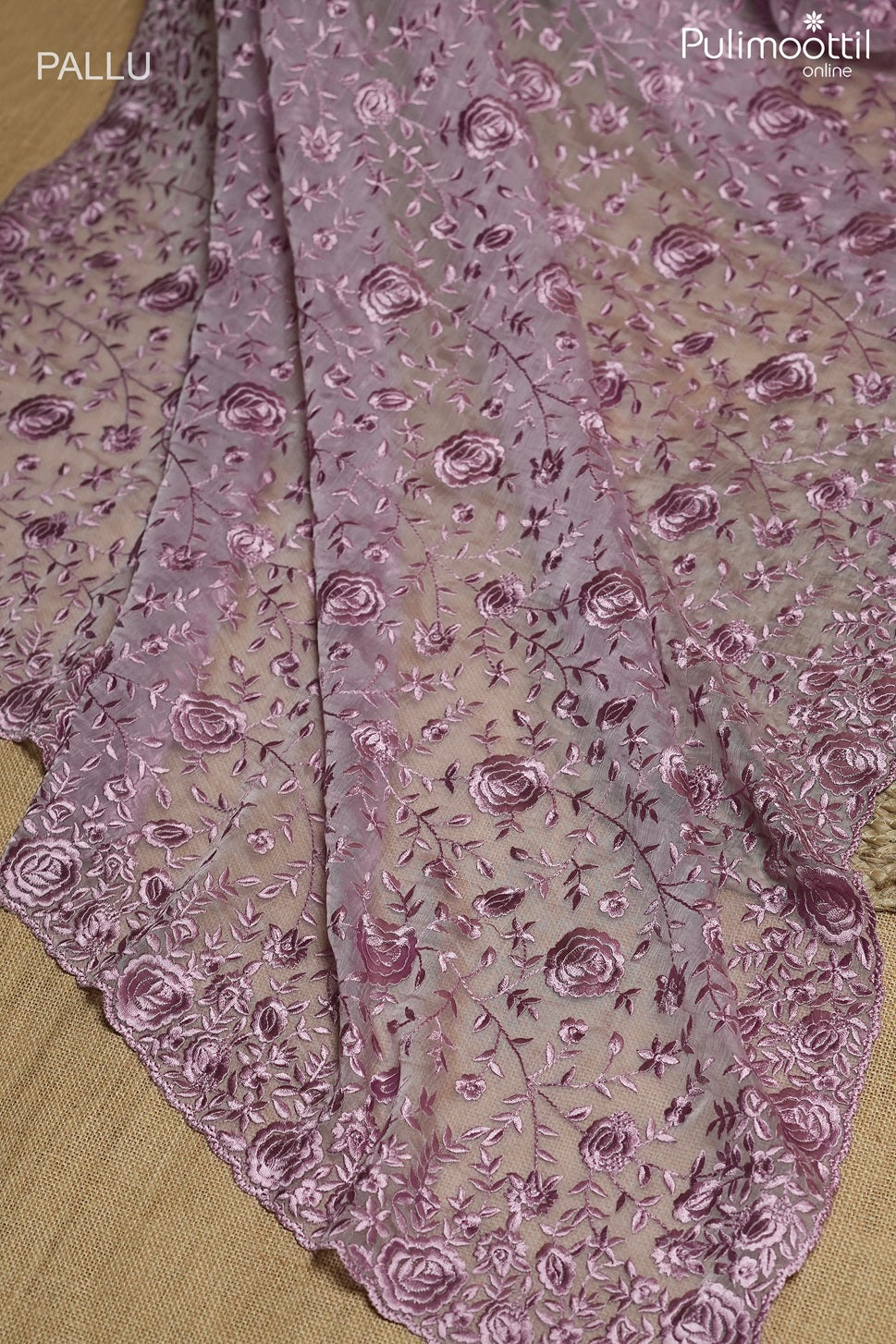 Light onion pink color crushed organza fancy saree