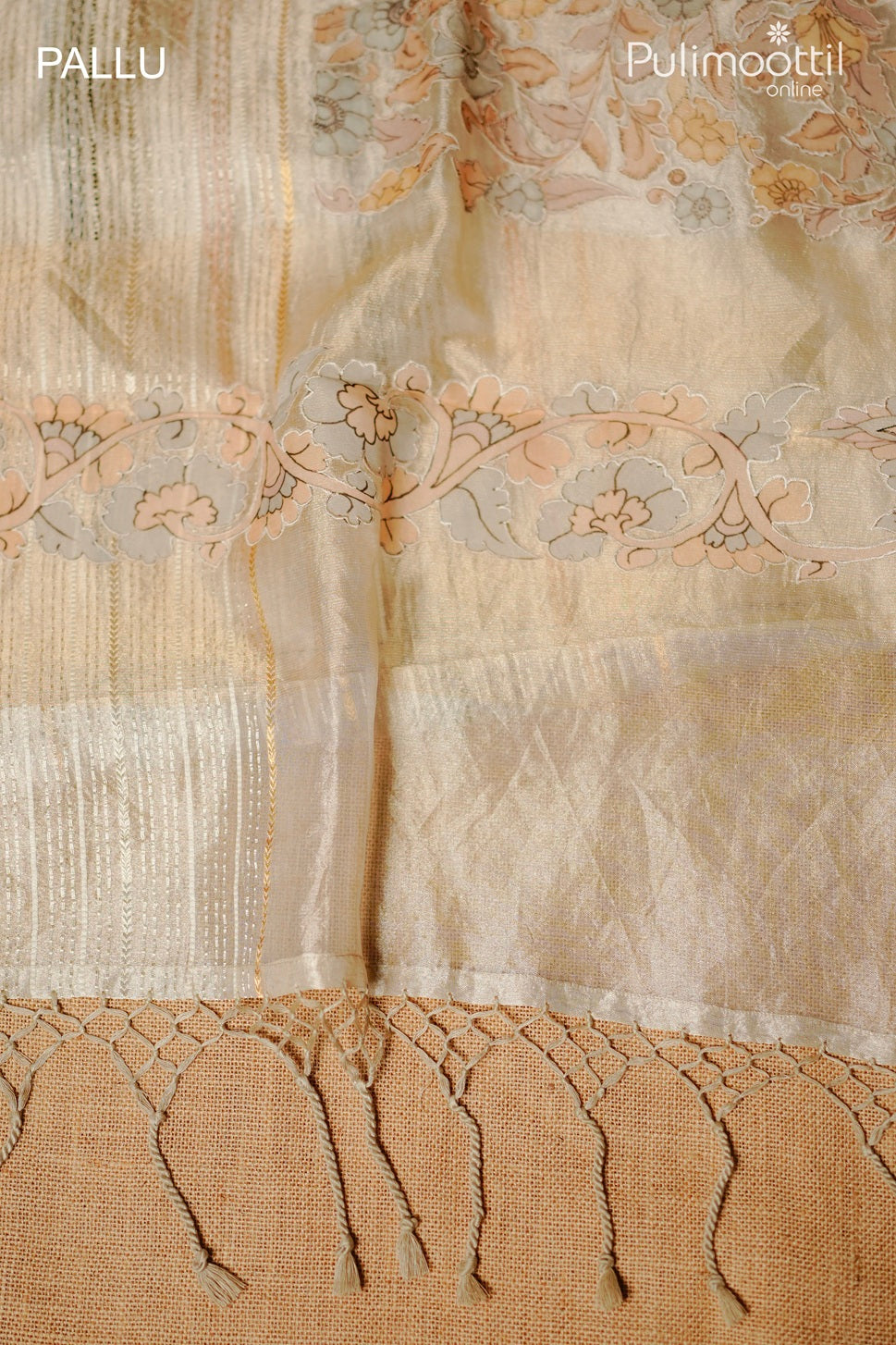 Butter pink color organza tissue fancy saree