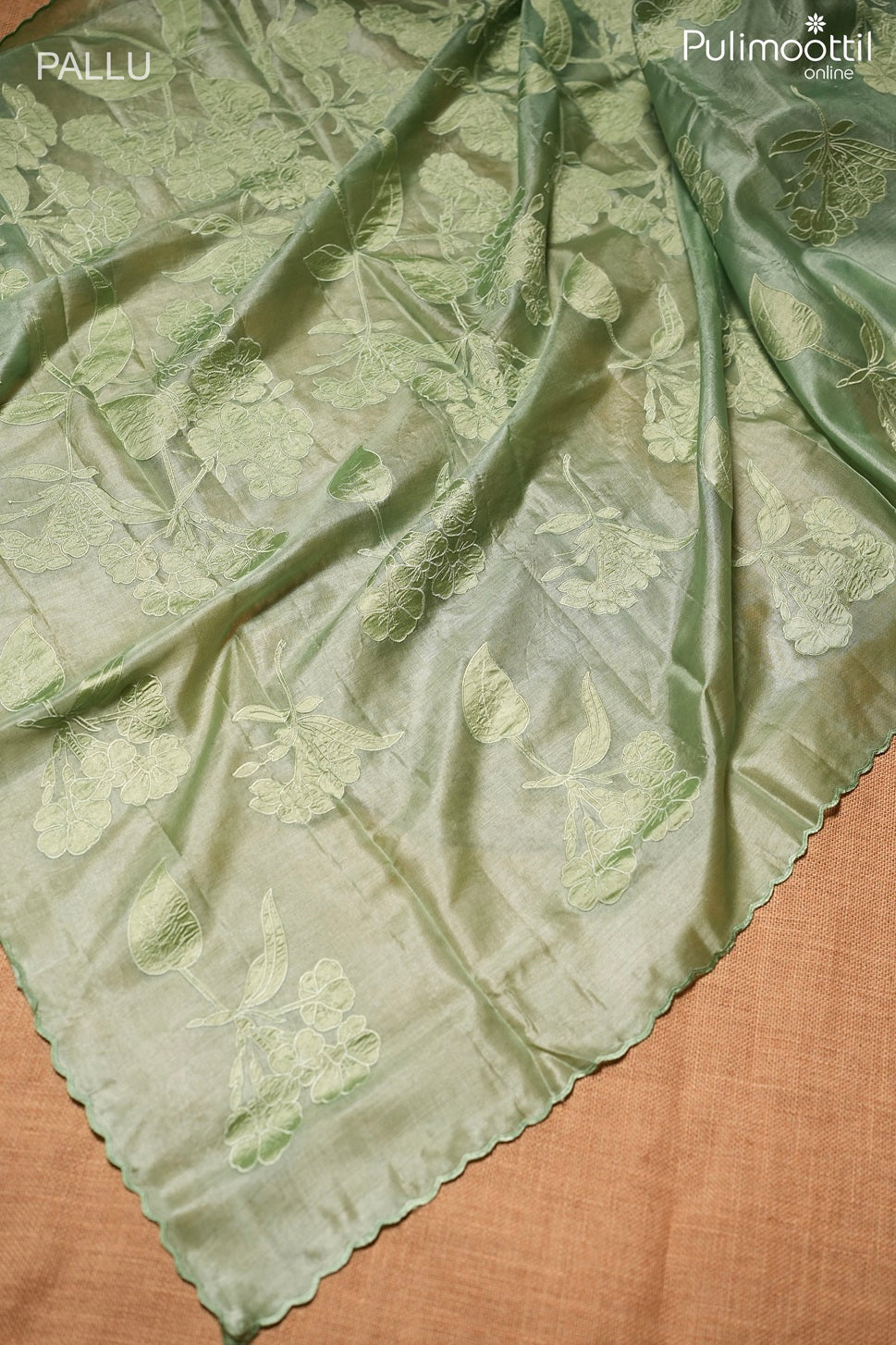 Pista green color Tussar silk saree