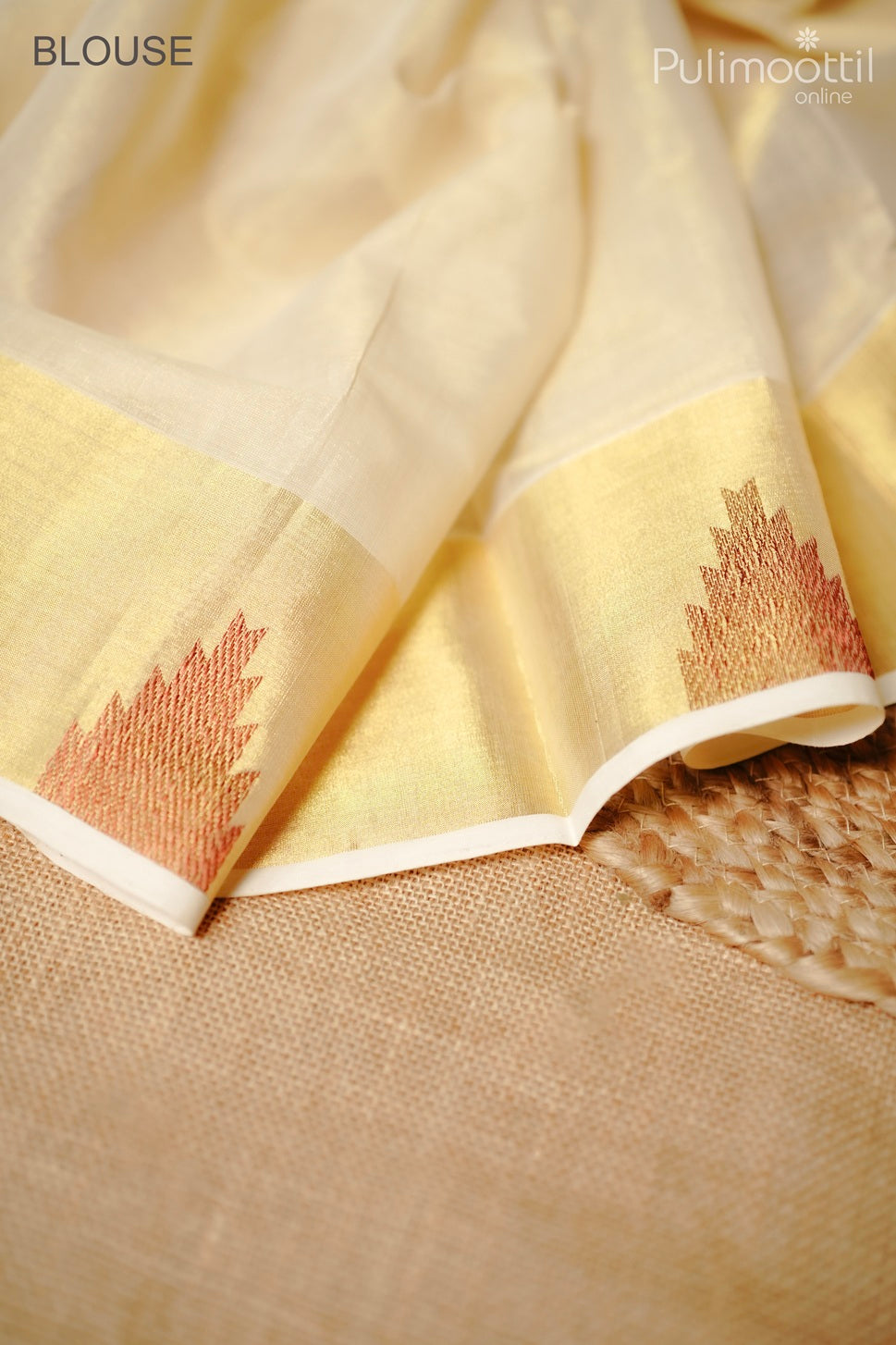 Golden tissue handloom temple design set saree