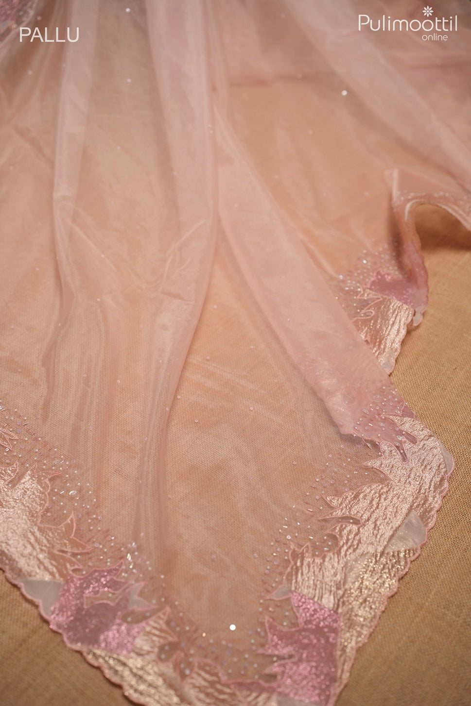 Pinkish pink color organza fancy saree