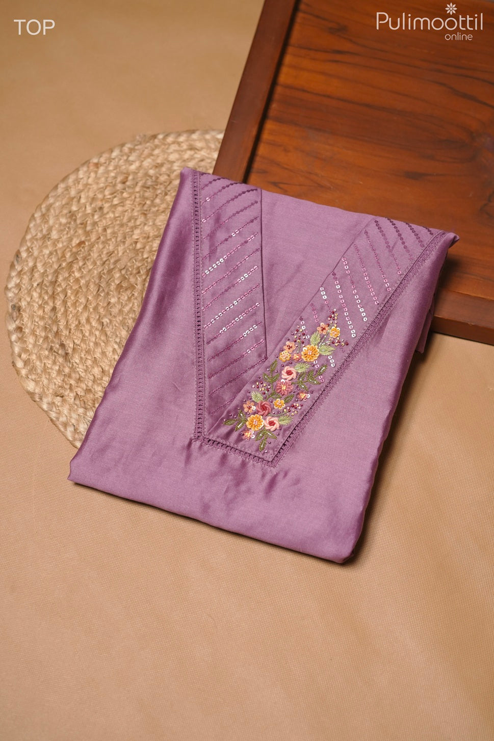 Onion Pink Chanderi Unstitched Salwar Set
