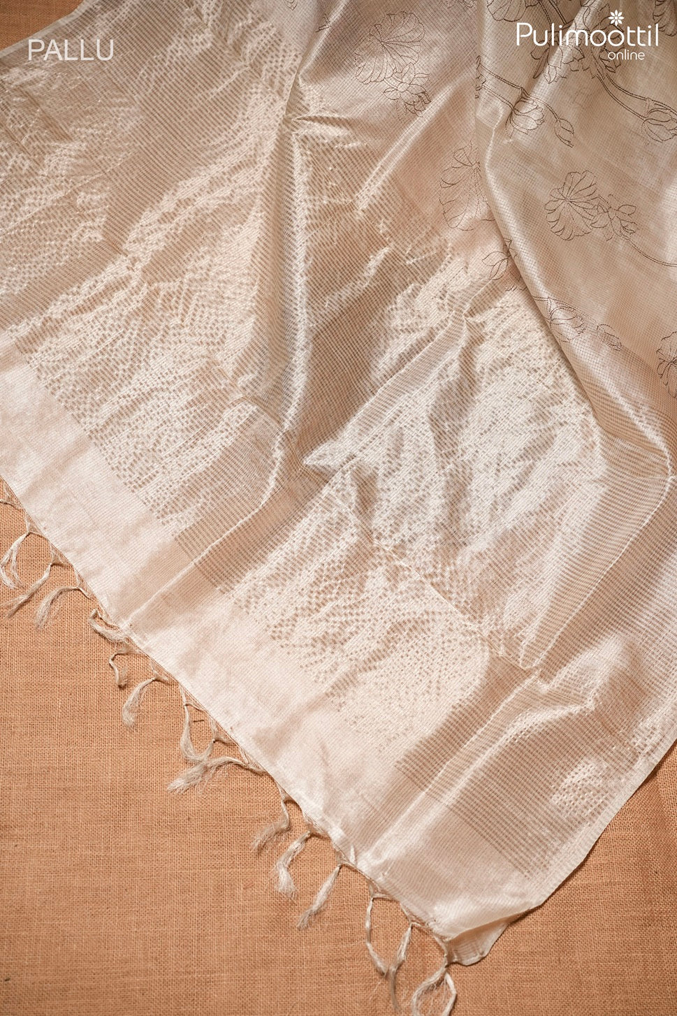 Ivory color Tussar silk saree