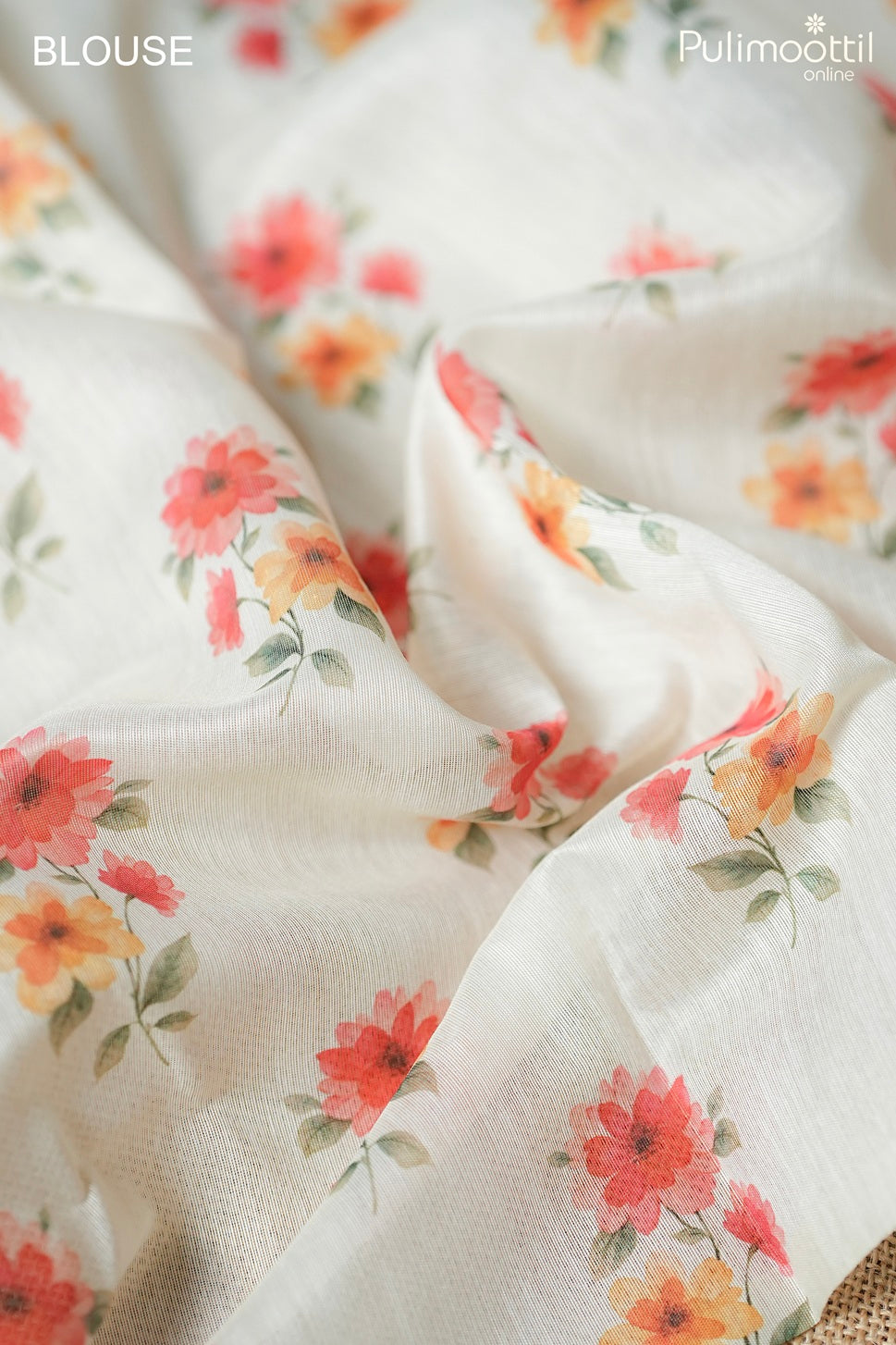 Off white color semi Chanderi printed fancy saree