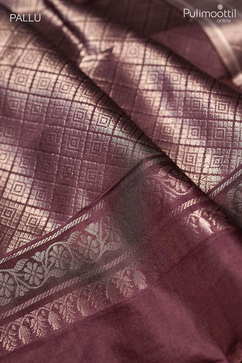 Dark purple color Kanchipuram designer saree