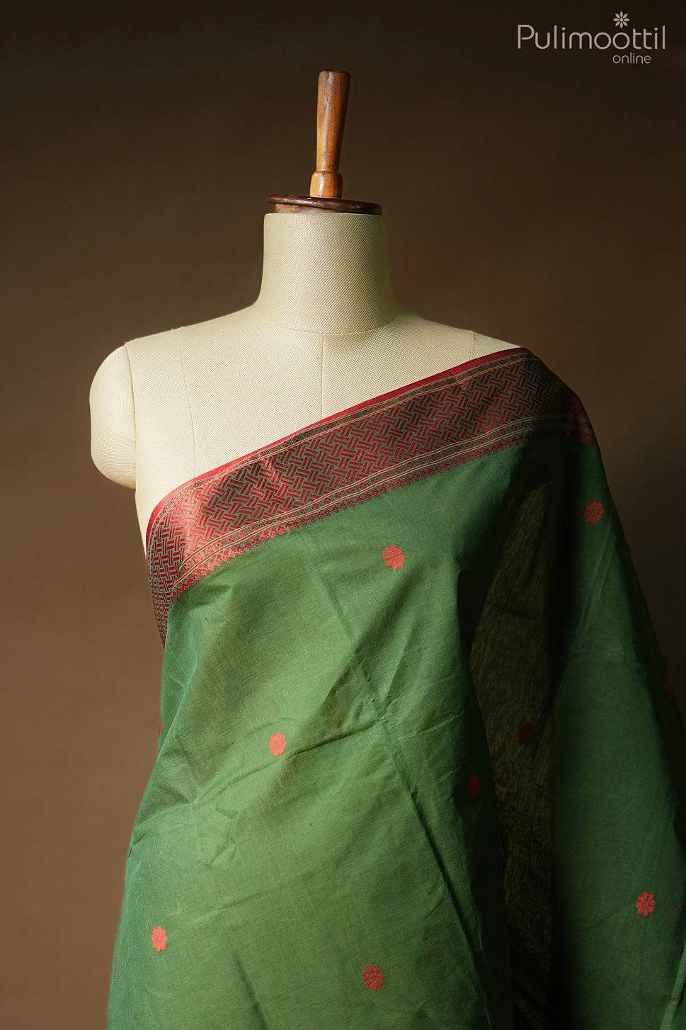 Green color Dhaka cotton saree