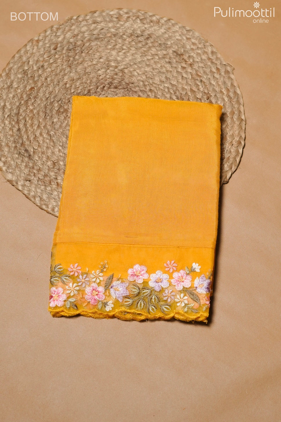 Mustard Yellow Chanderi Unstitched Salwar Set