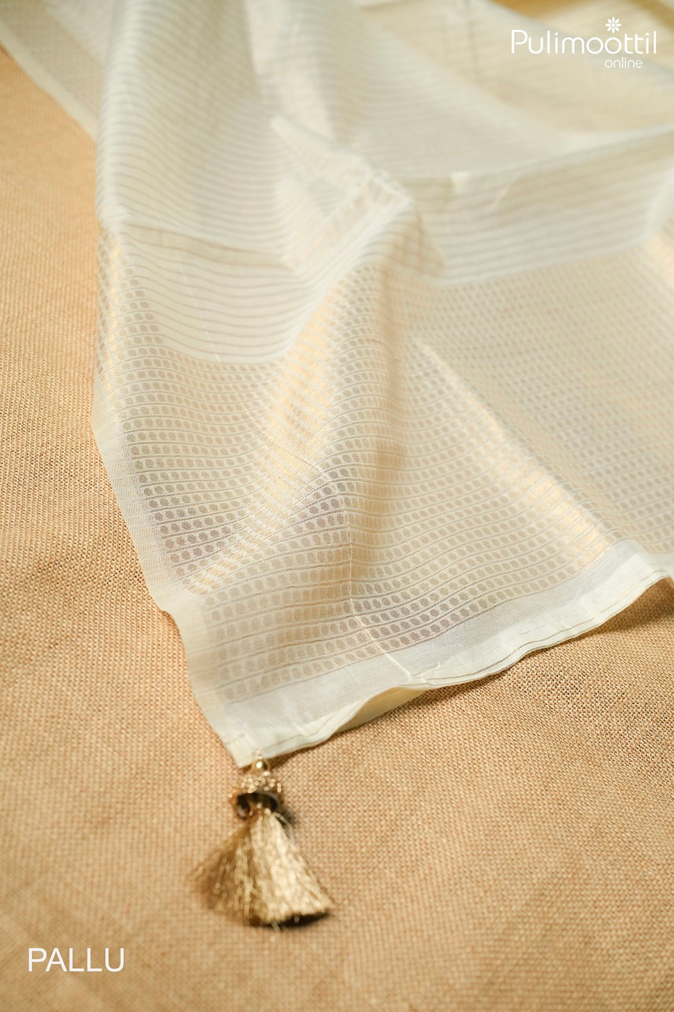 Off white color semi Chanderi traditional fancy saree