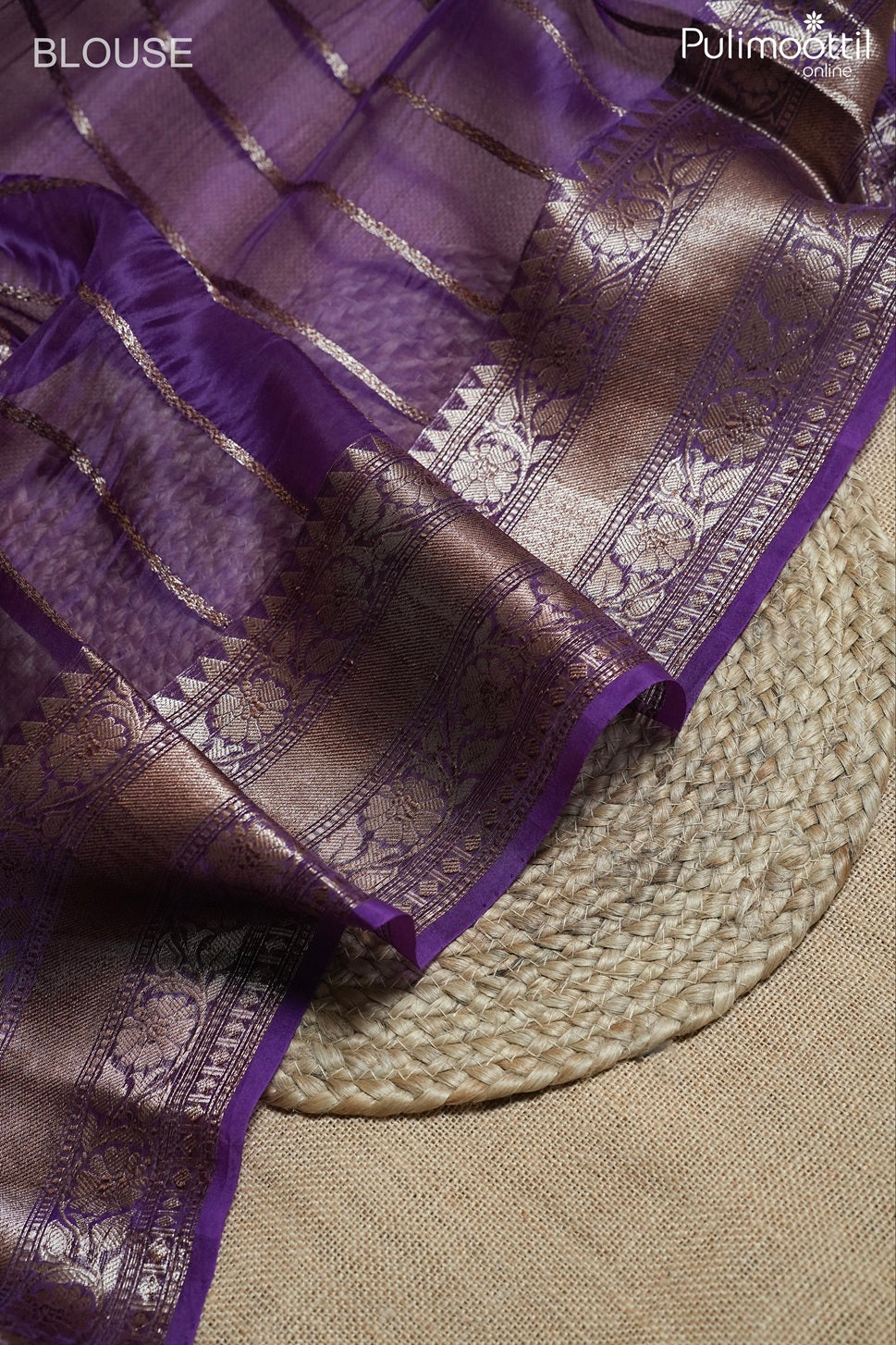Violet color organza fancy saree