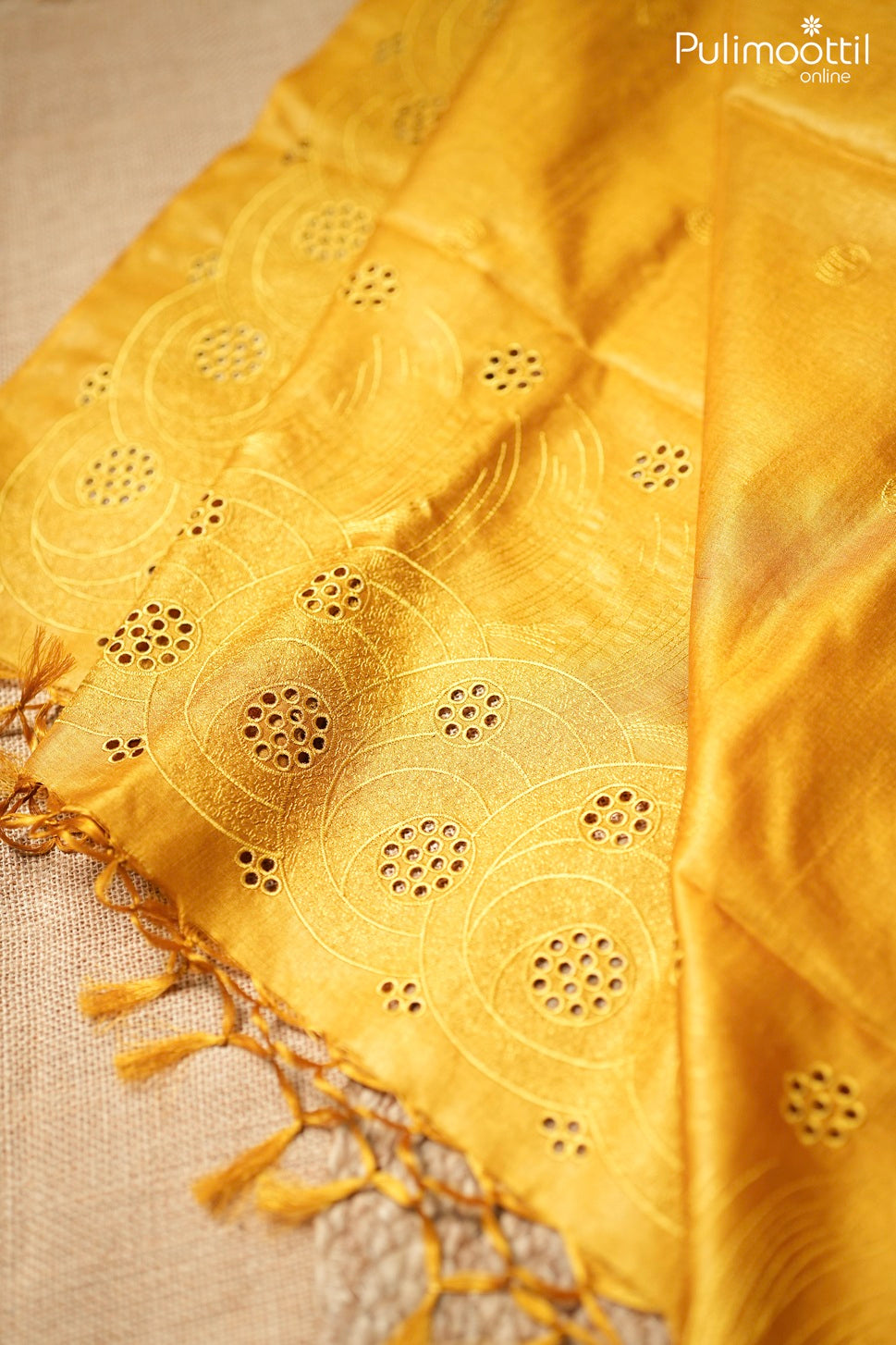Golden yellow color Tussar silk saree.