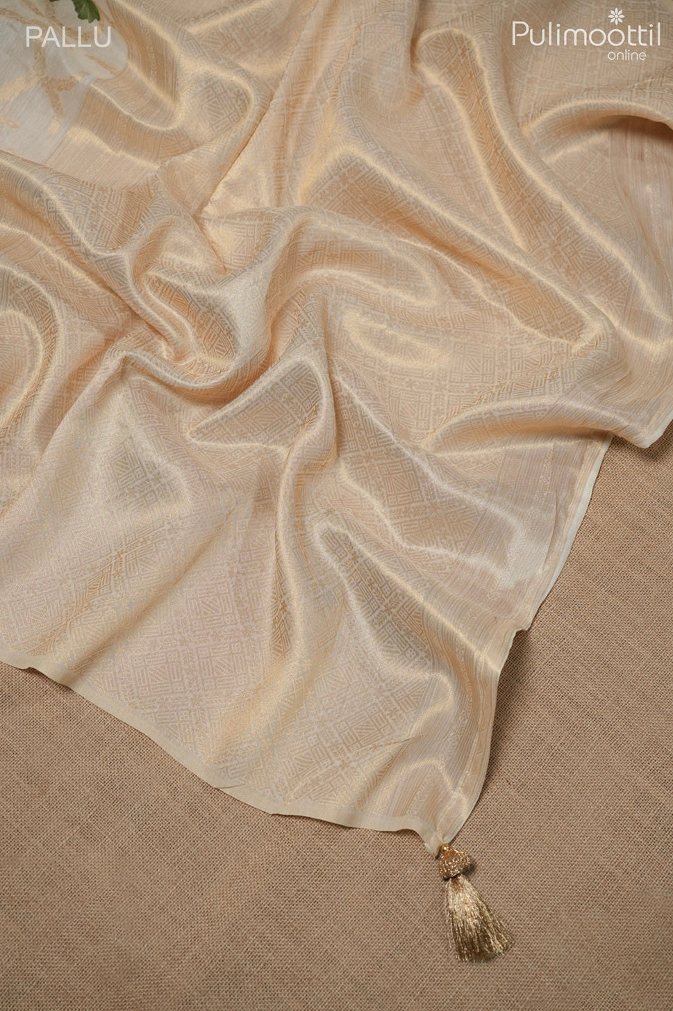 Off white color semi Chanderi traditional saree