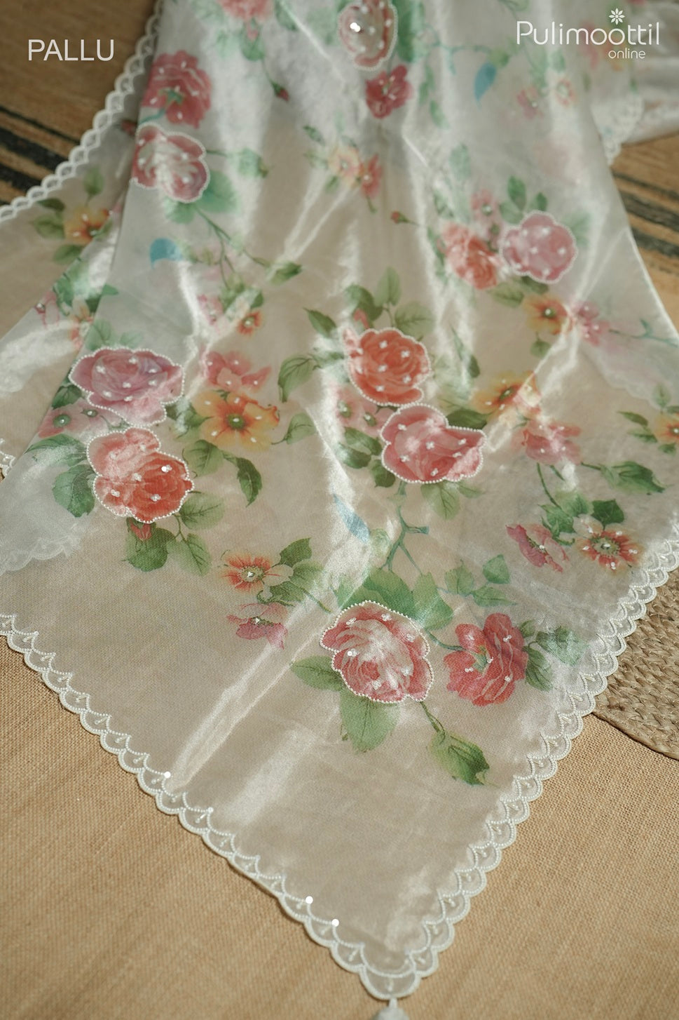 White color silver tissue organza fancy saree
