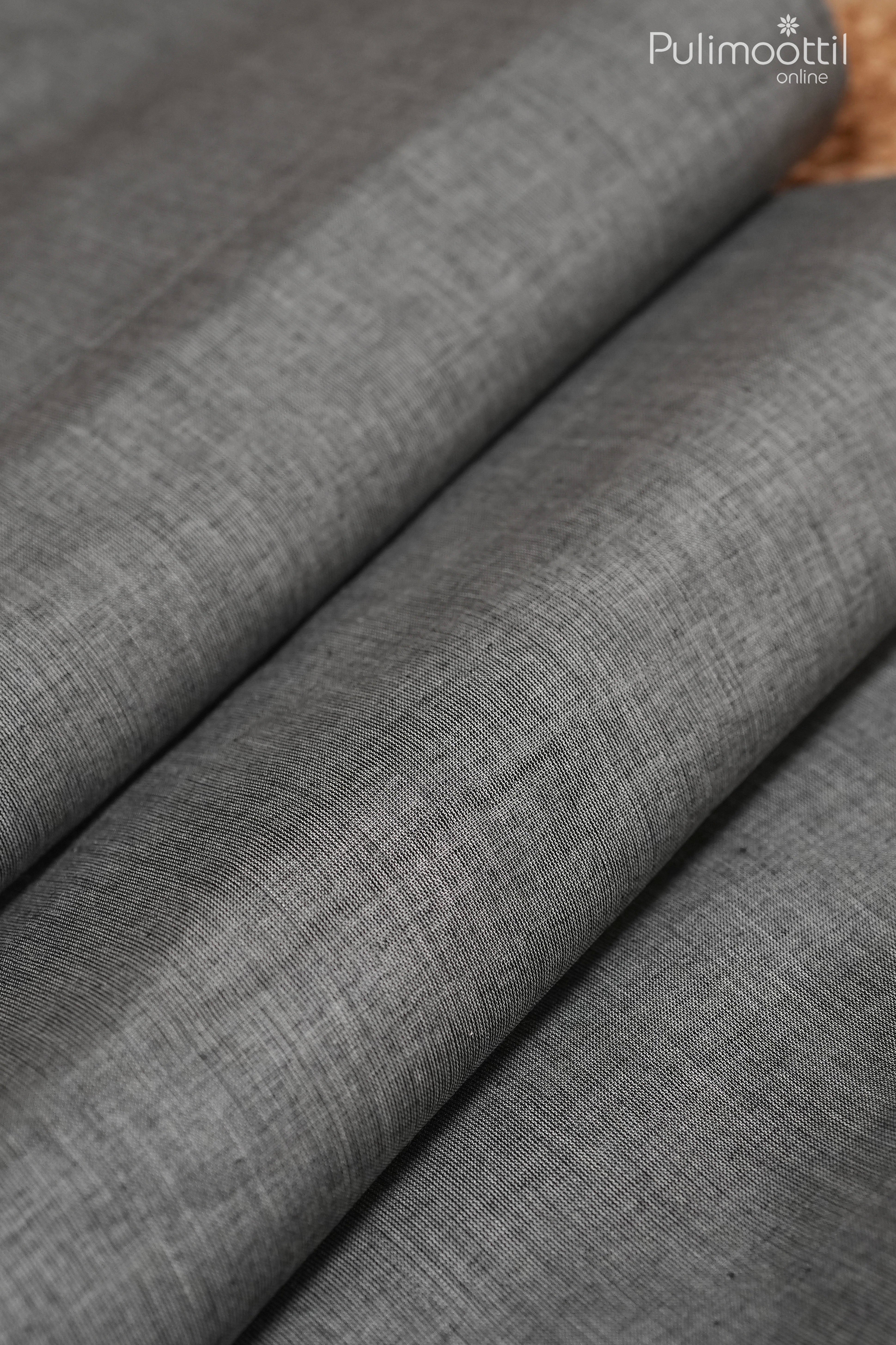 Dark Ash Colour Mul Cotton Saree