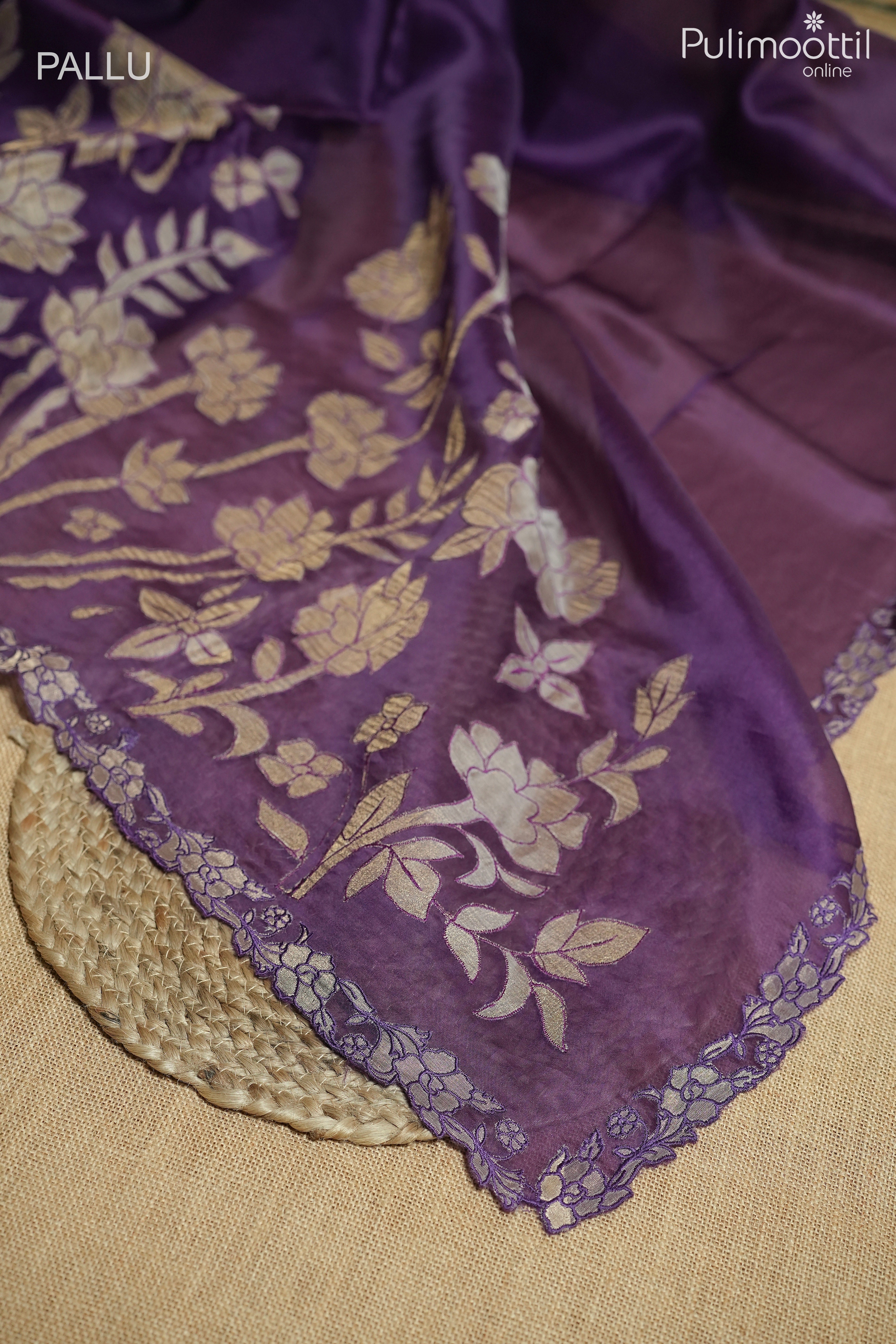 Dark violet color organza fancy saree