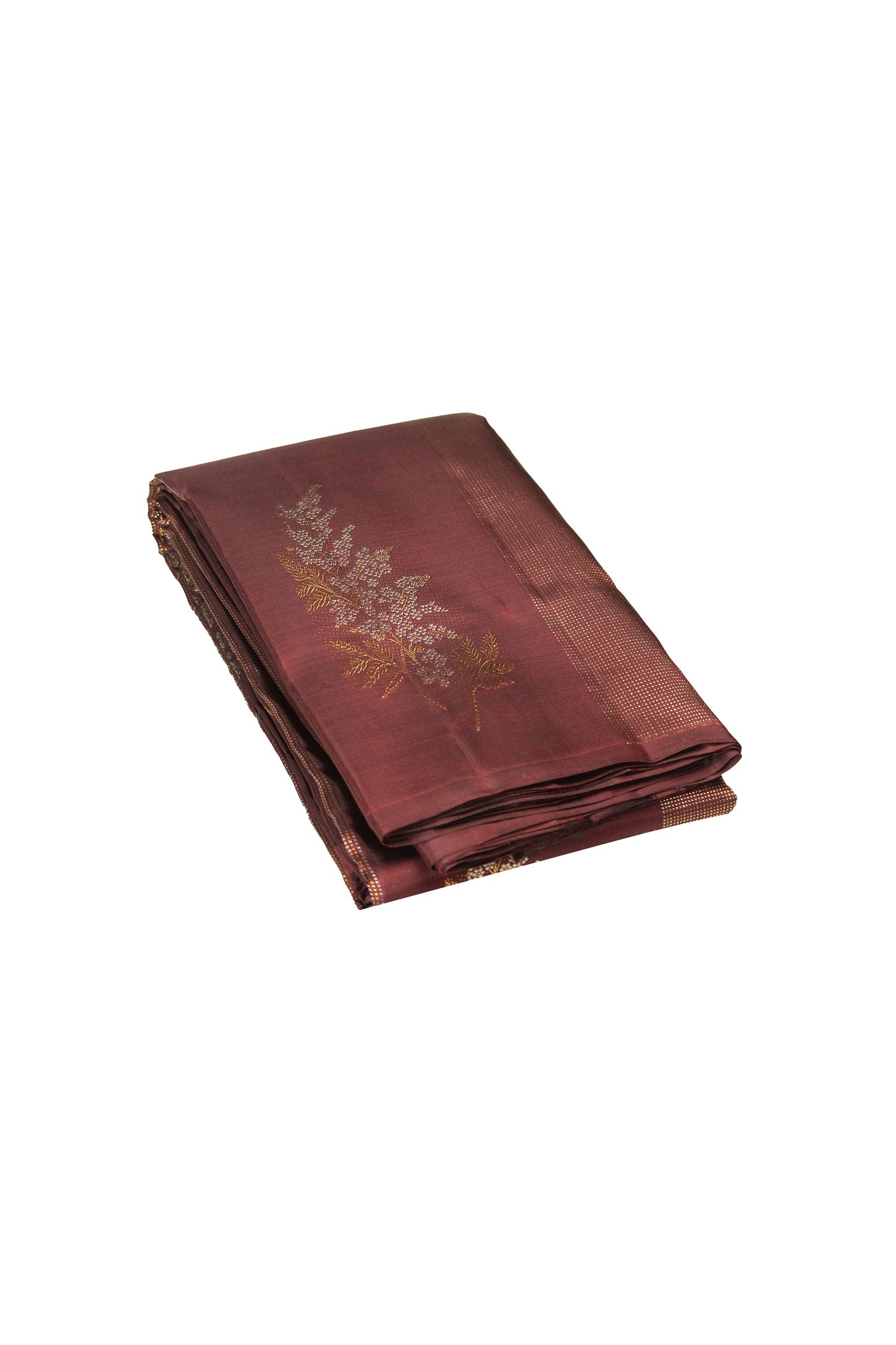 Coffee brown color Kanchipuram saree.