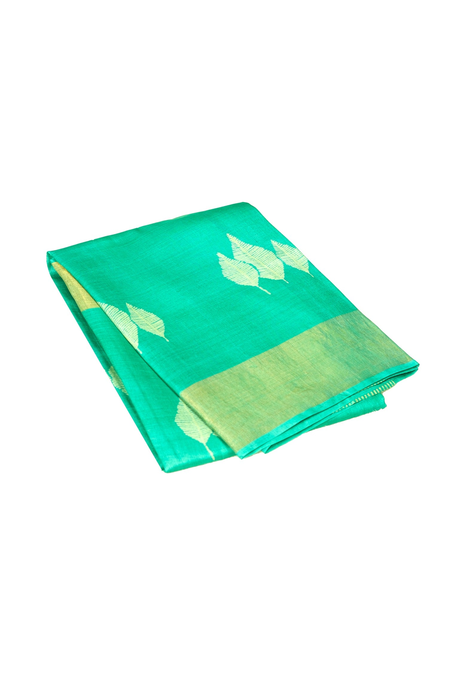 Jade green color pure Tusser silk saree.