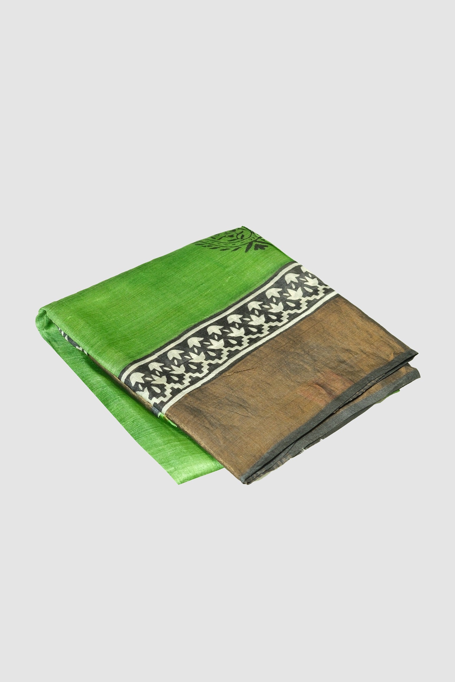 Green color pure Tusser silk saree.