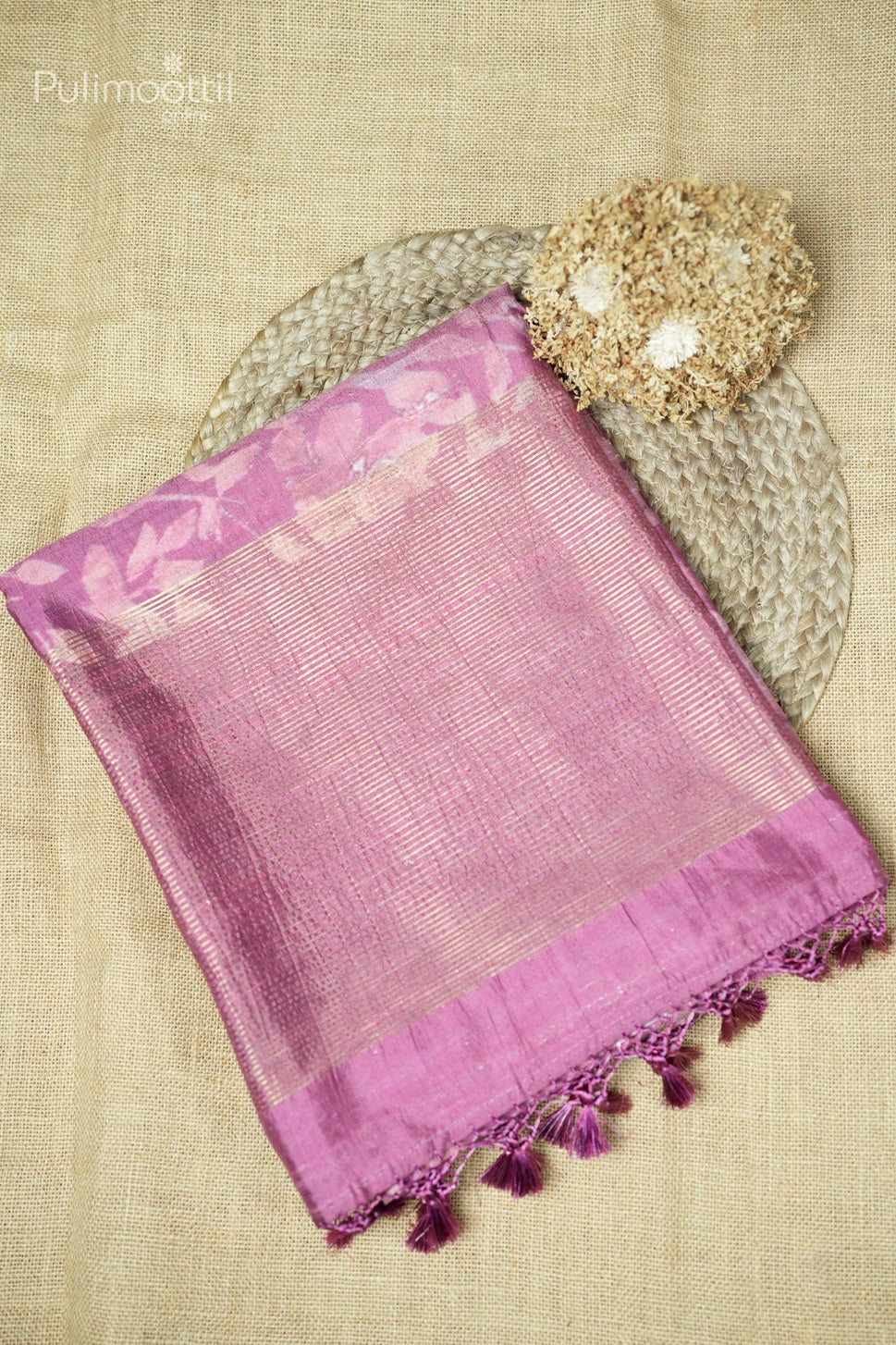 Onion Pink Colour Jute Silk Saree