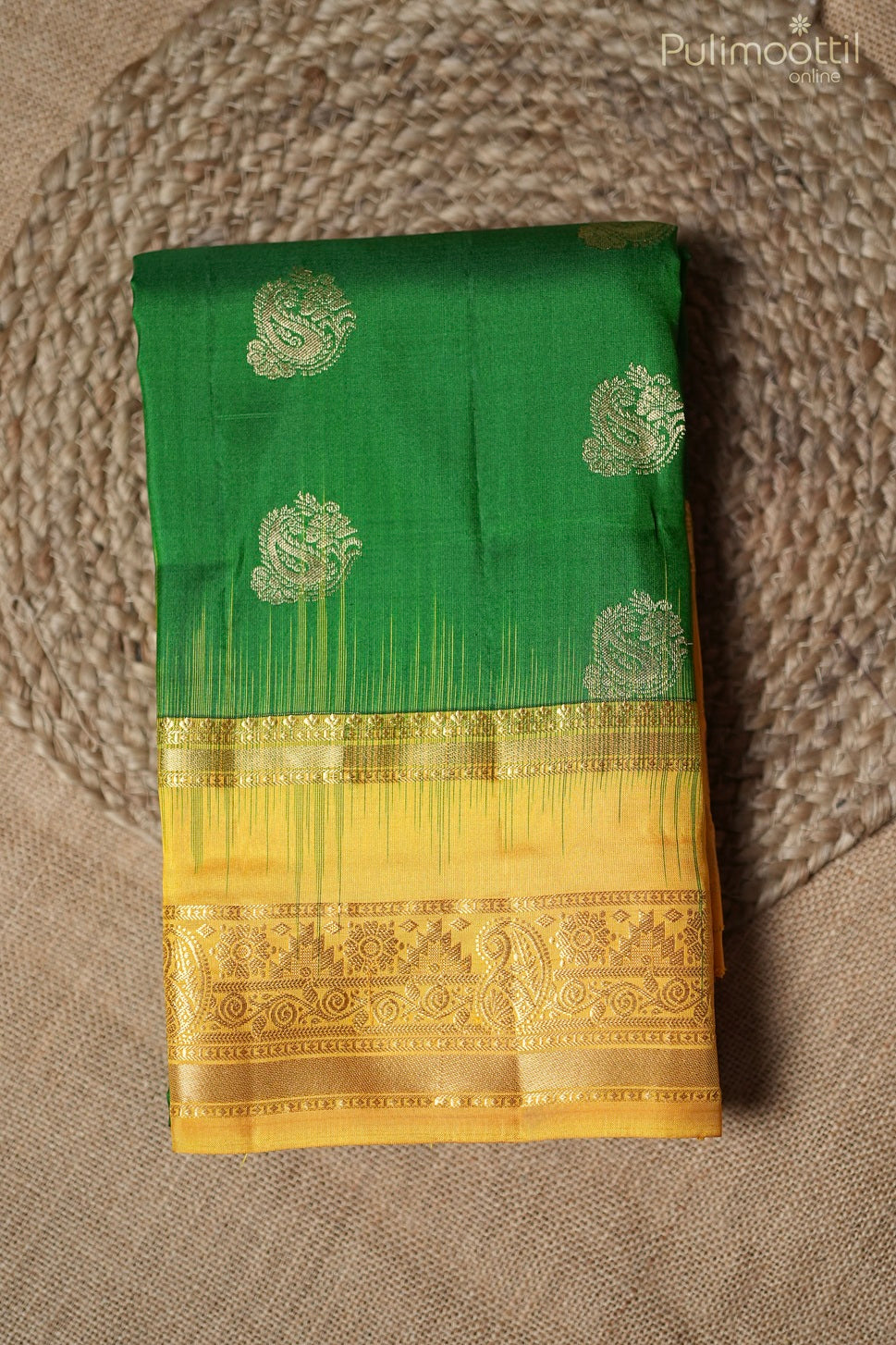 Green color Kanchipuram designer saree