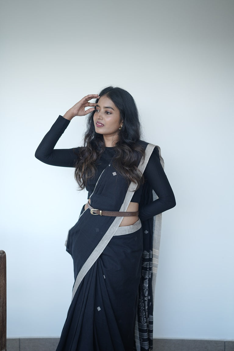 Black Colour Handloom Saree