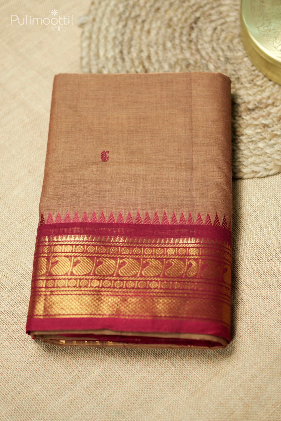 Brick Red Colour Kalyani Cotton Saree