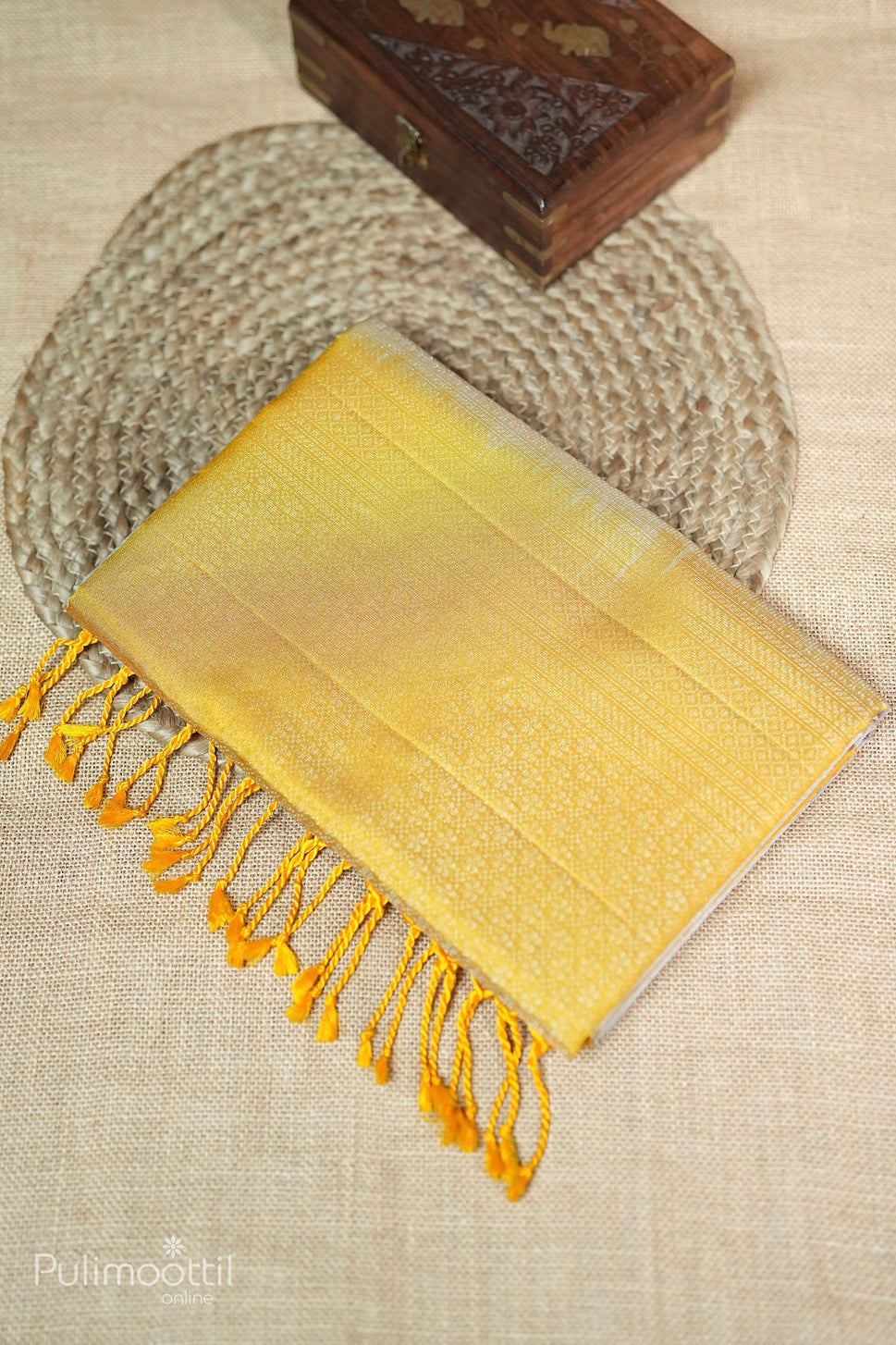 Ivory Colour Kanchipuram Designer Saree