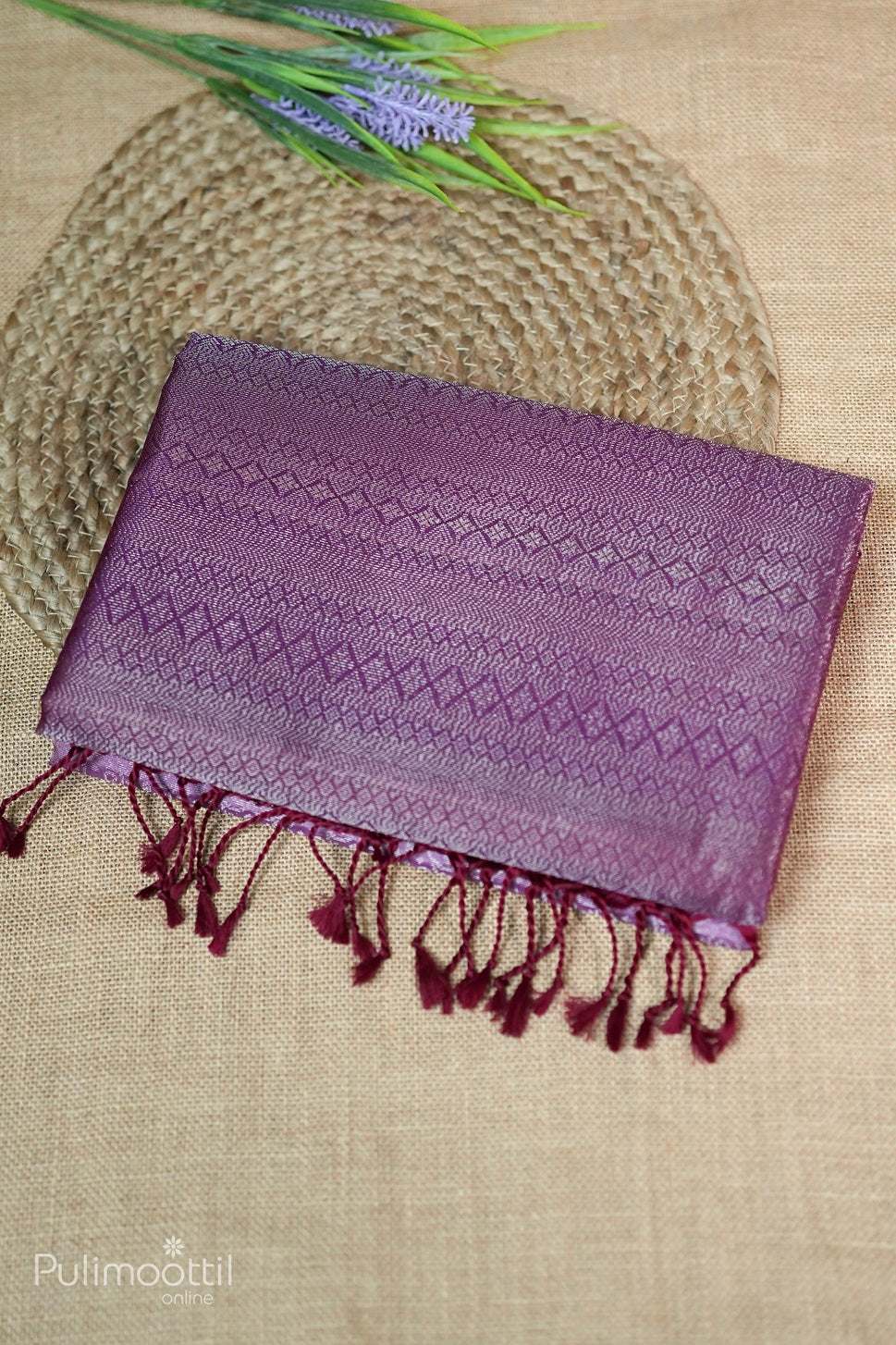 Lavender Colour Kanchipuram Designer Saree