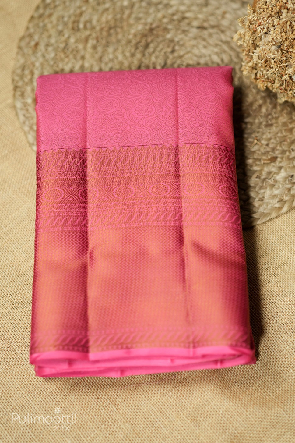Camellia Rose Colour Kanchipuram Self-Print Designer Saree