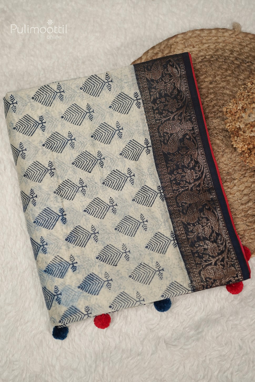 Cream Colour Chanderi Silk Saree.