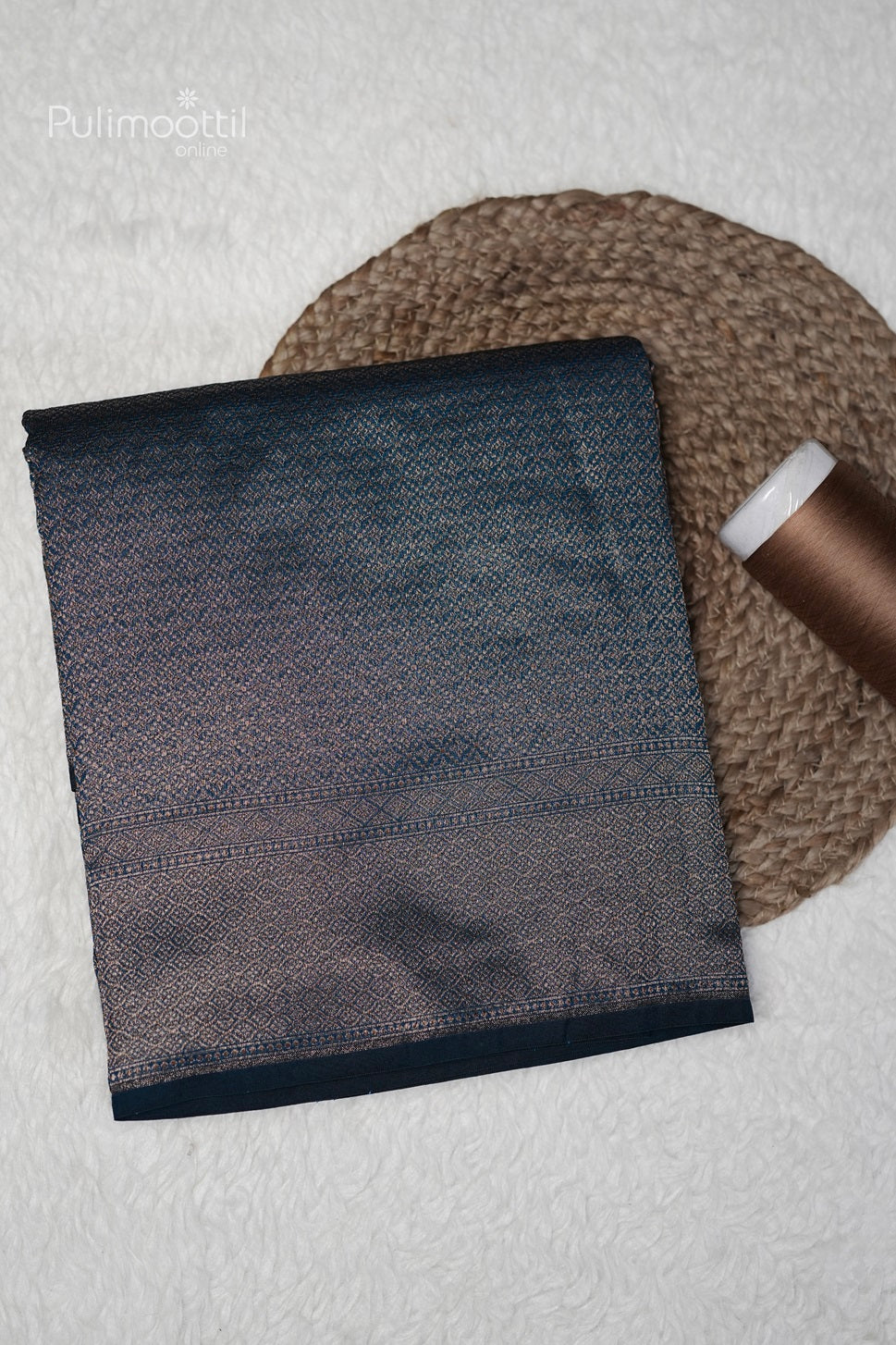 Peacock Blue-Green Katan Silk Saree