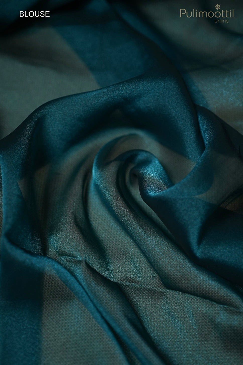 Peacock blue color applique work fancy saree