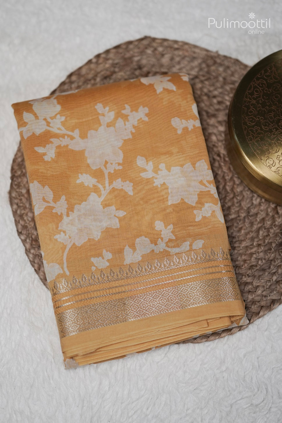Pastel yellow Chanderi silk saree