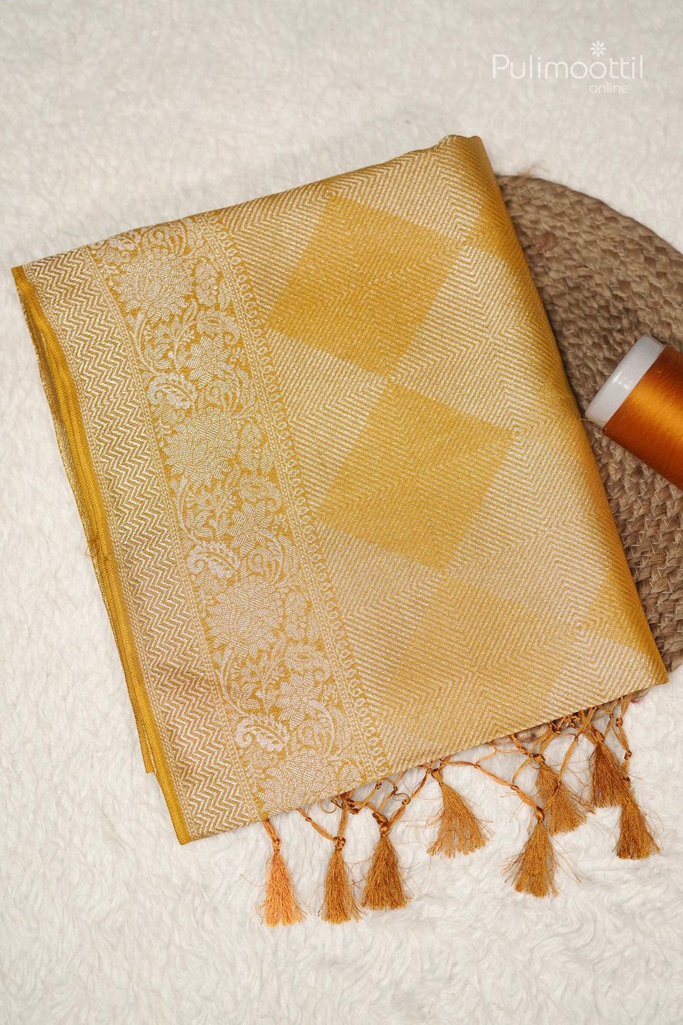 Yellow Green Colour Banarasi Silk Saree.