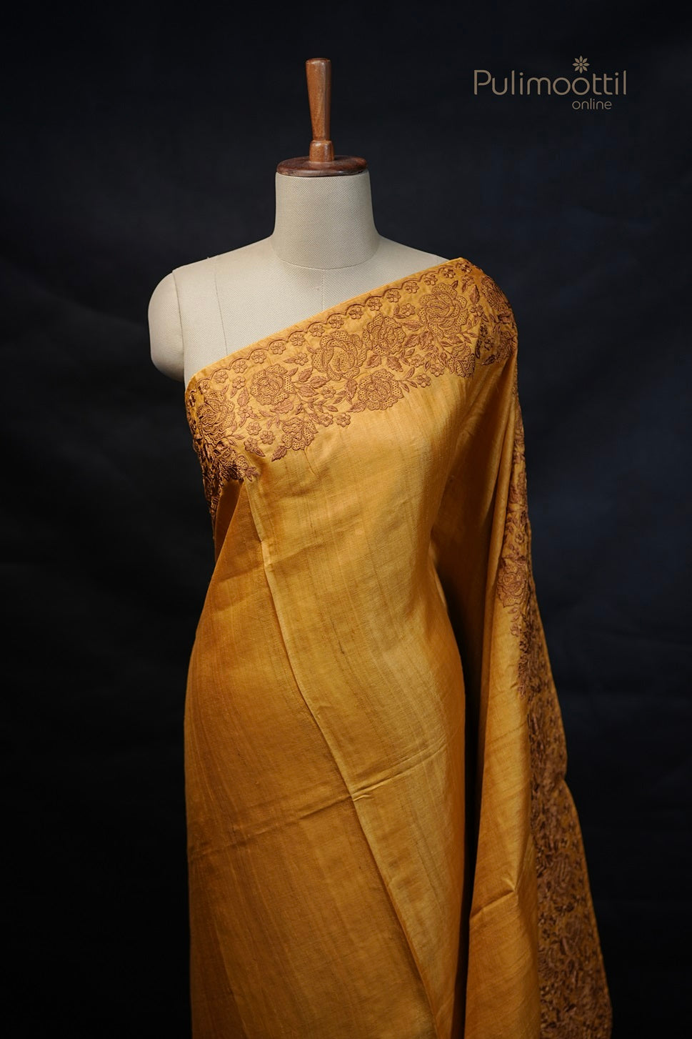 Mustard yellow Colour Tussar Silk Saree