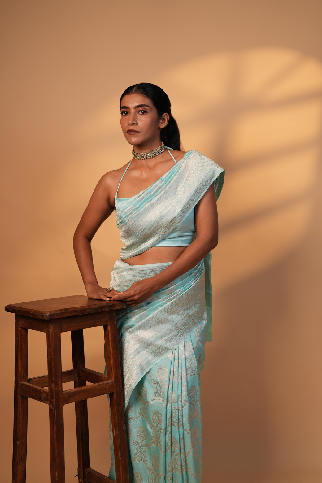 Light Sky Blue Colour Banarasi Saree