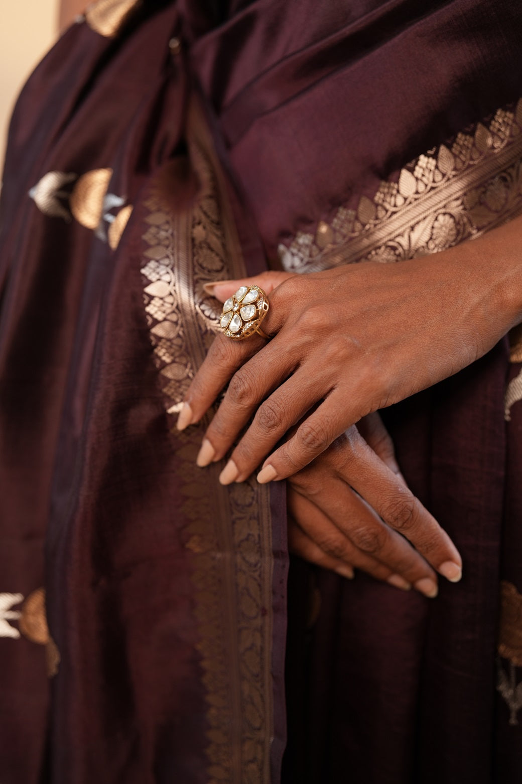Coffee Brown Colour Puna Silk Saree