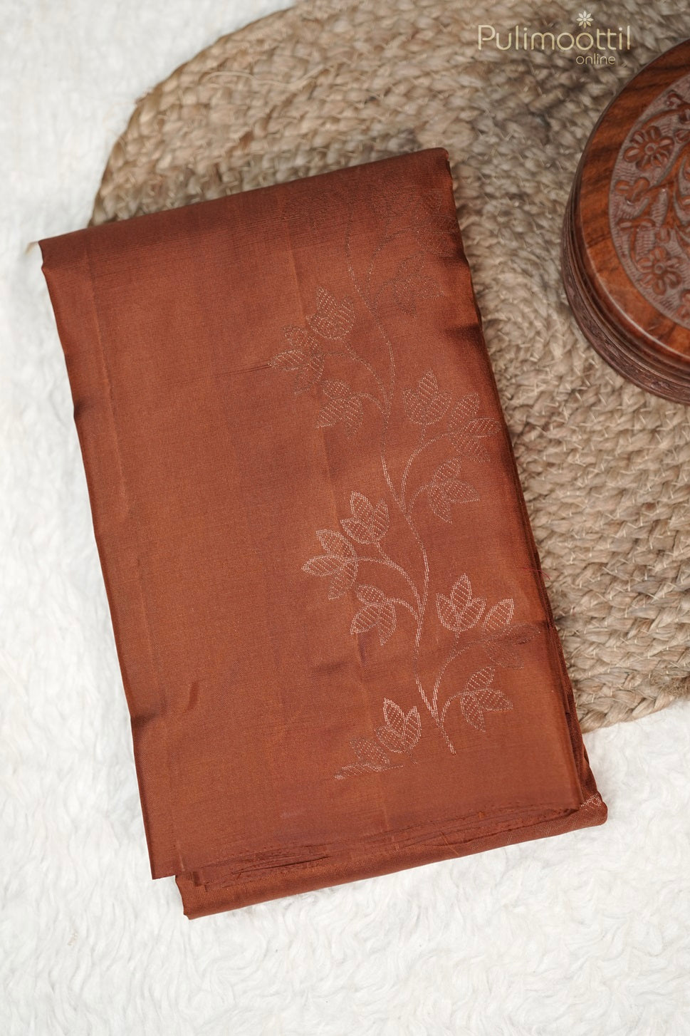 Brick Shade Kanchipuram Soft Silk Saree.