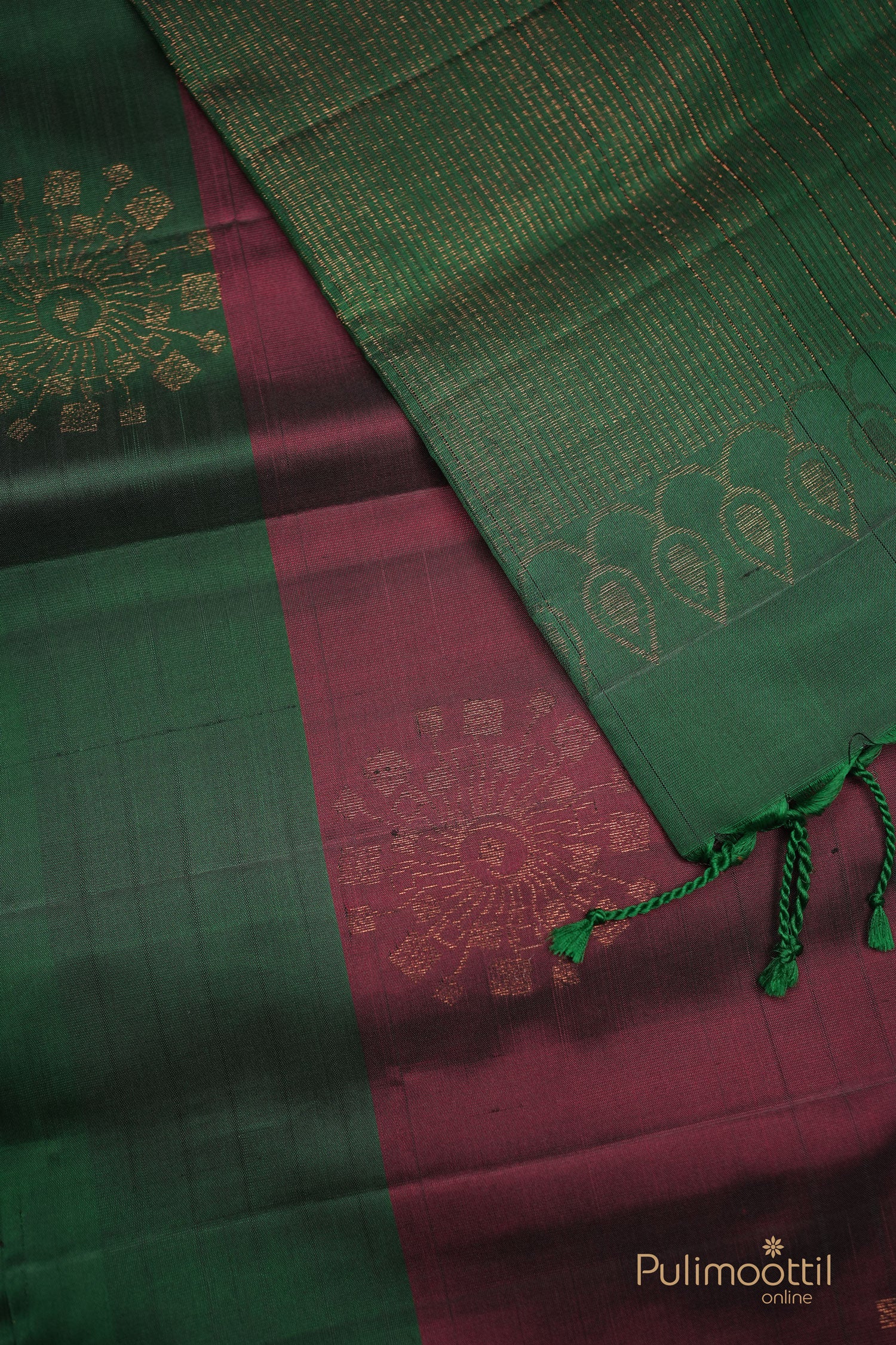 Dark Maroon Color Kanchipuram soft silk saree