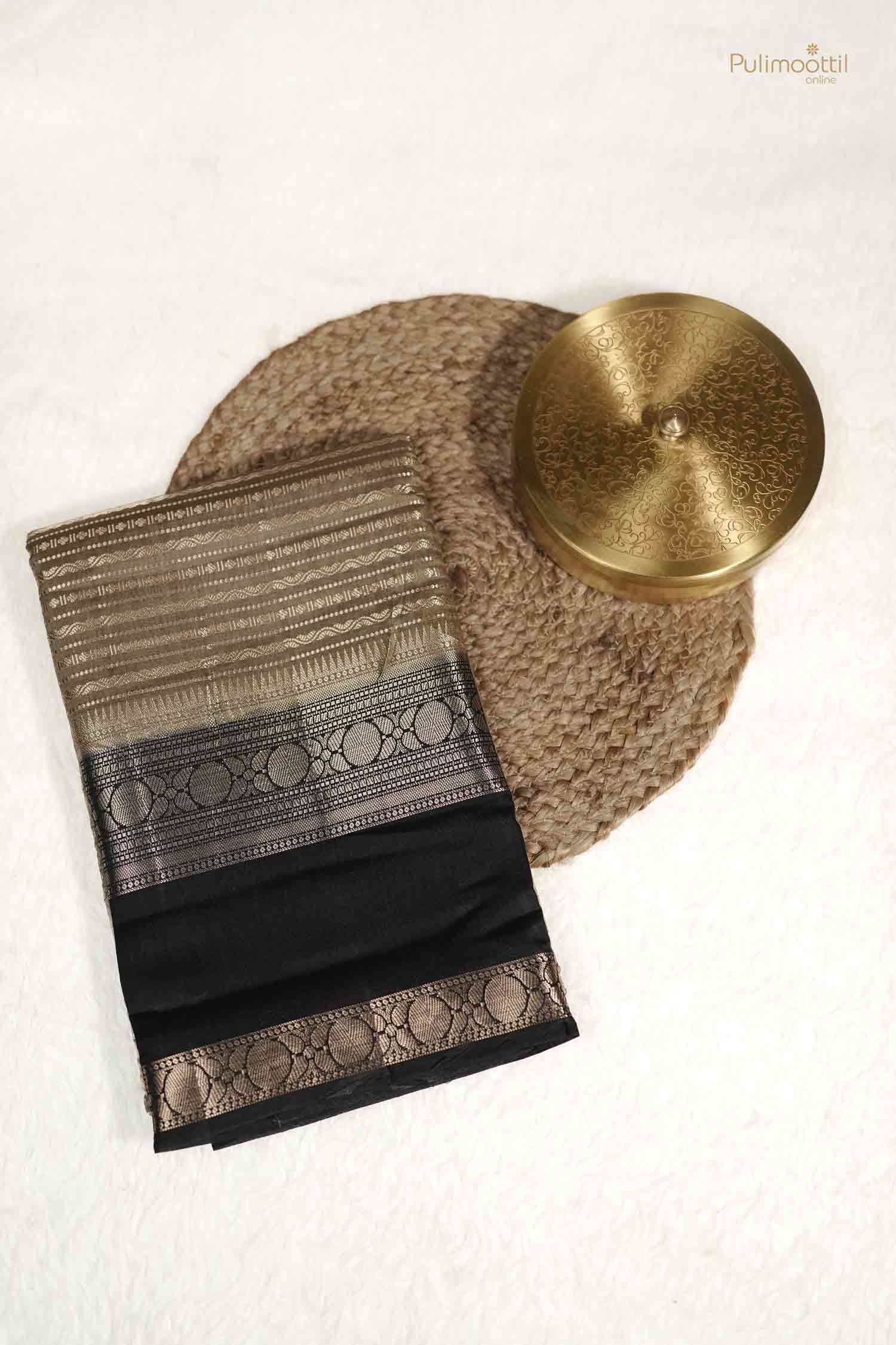 Pastel Olive Green Colour Chiniya Silk Saree