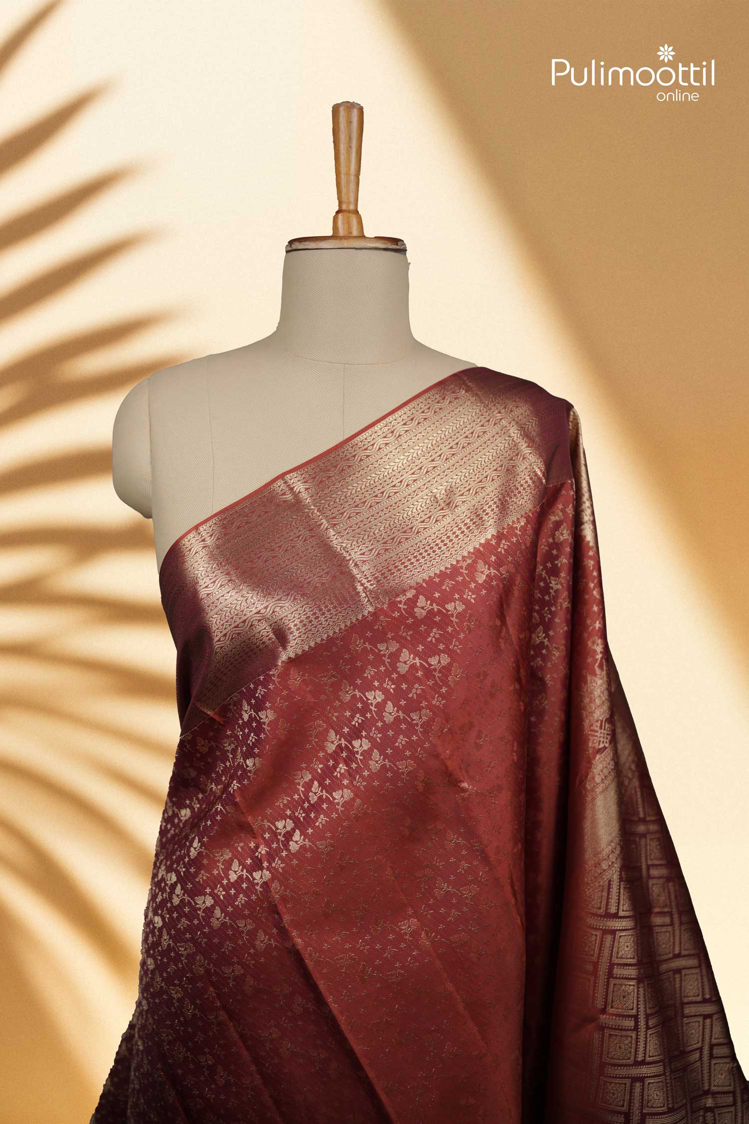 Burned Orange Colour Kanchipuram Saree.