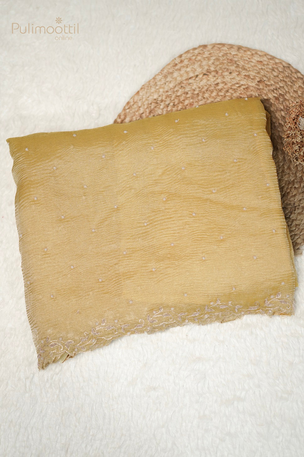 Pastel Yellow Colour Shimmer Crushed Organza Fancy Saree