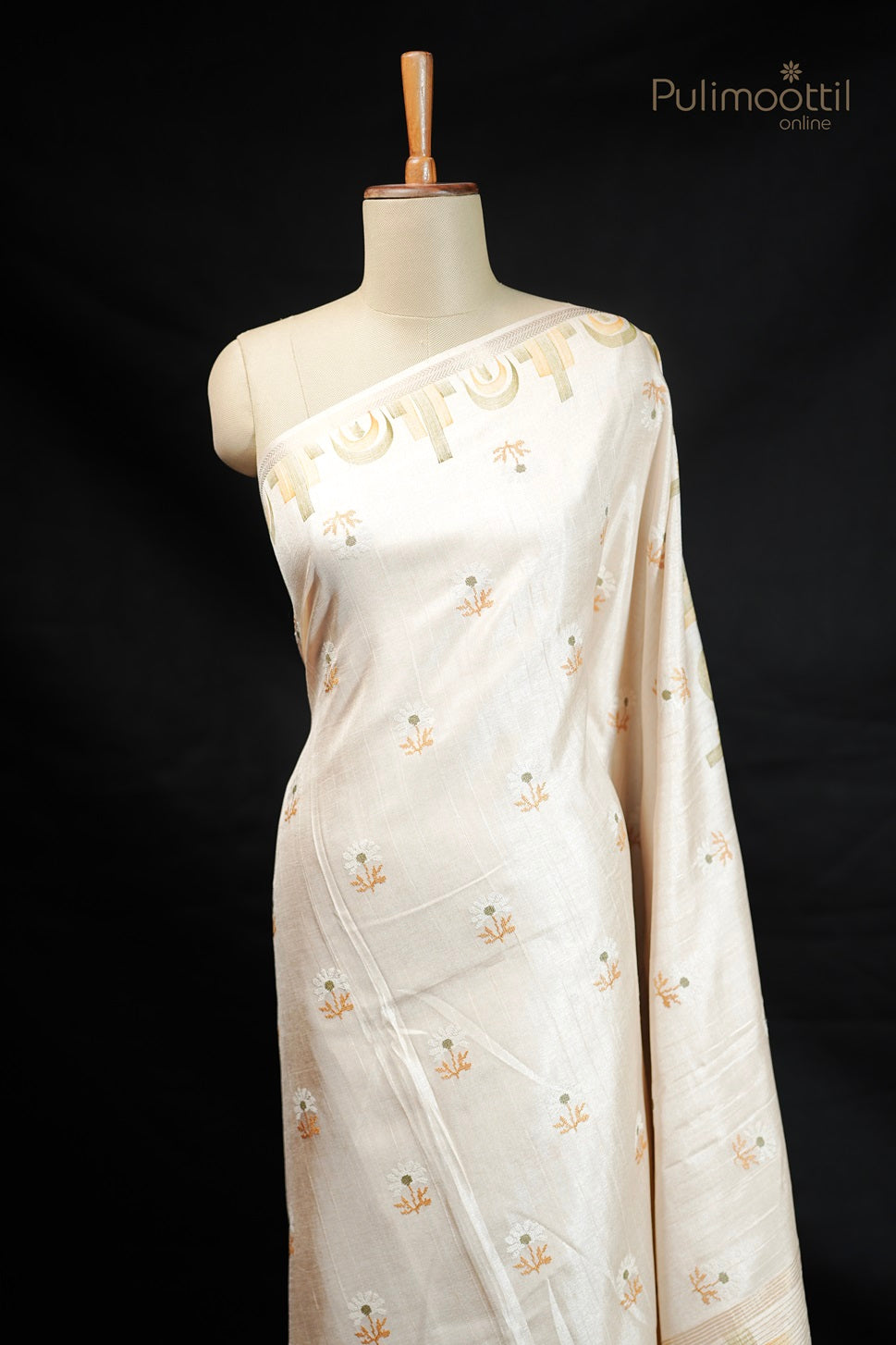 Cream Colour Matka Silk Saree